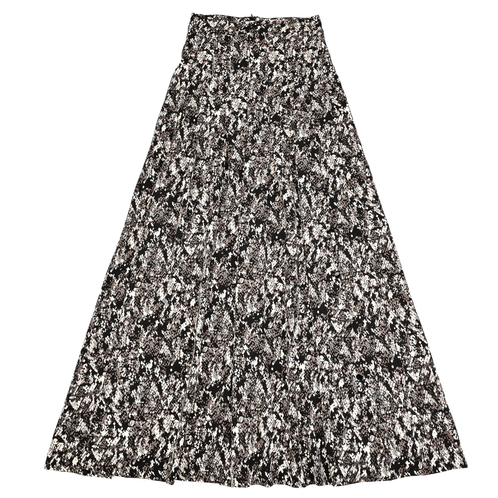 Print Pleated Buttons Skirt - Image 28