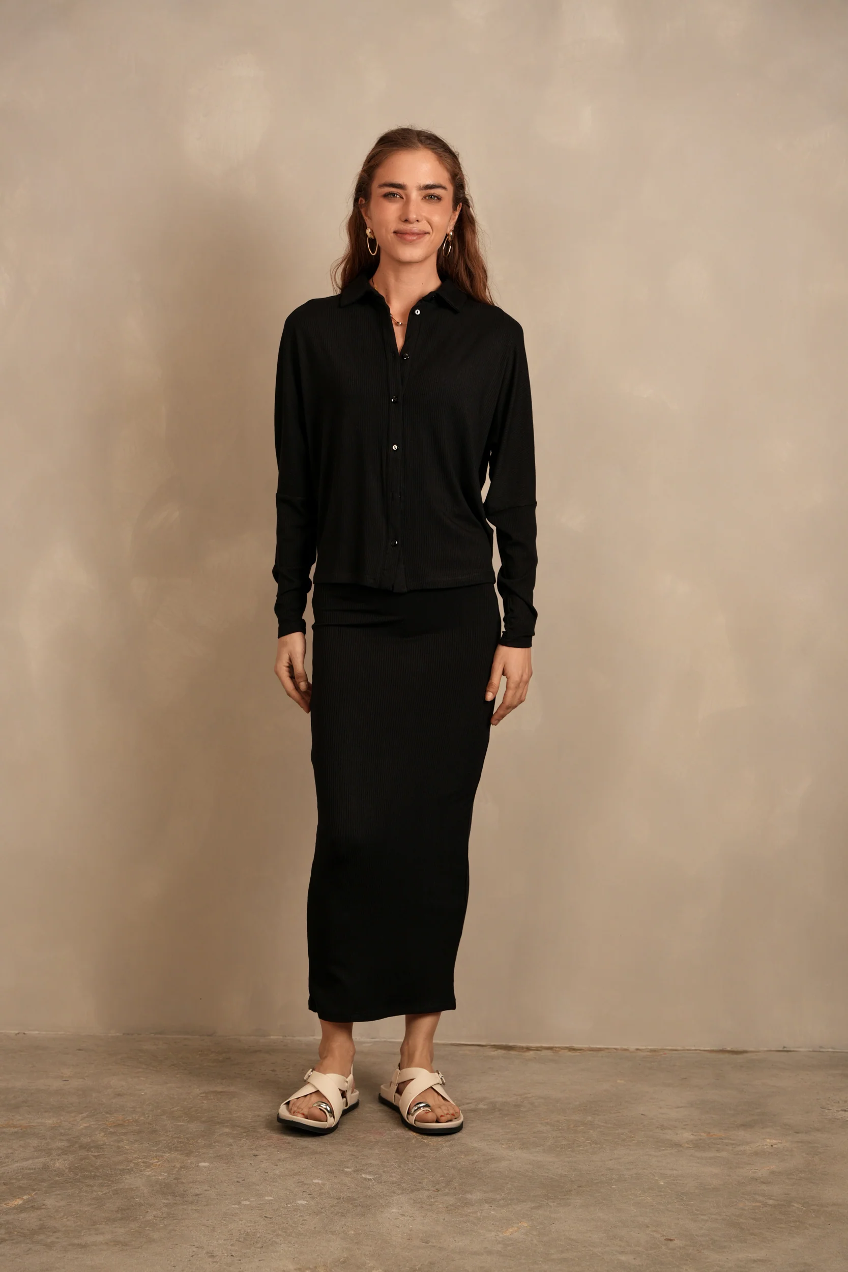 Soft Rib Straight Midi Skirt - Image 15