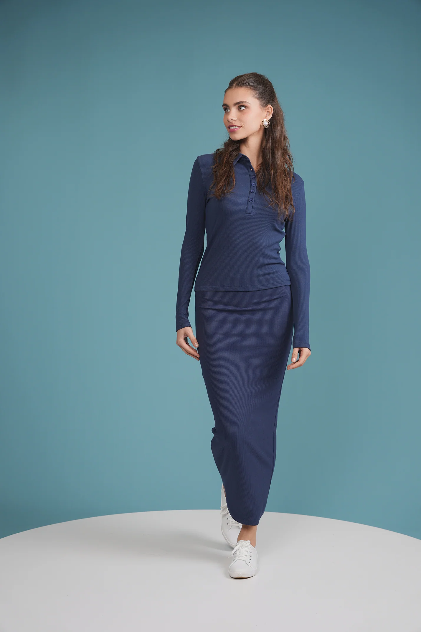 Soft Rib Straight Midi Skirt - Image 30