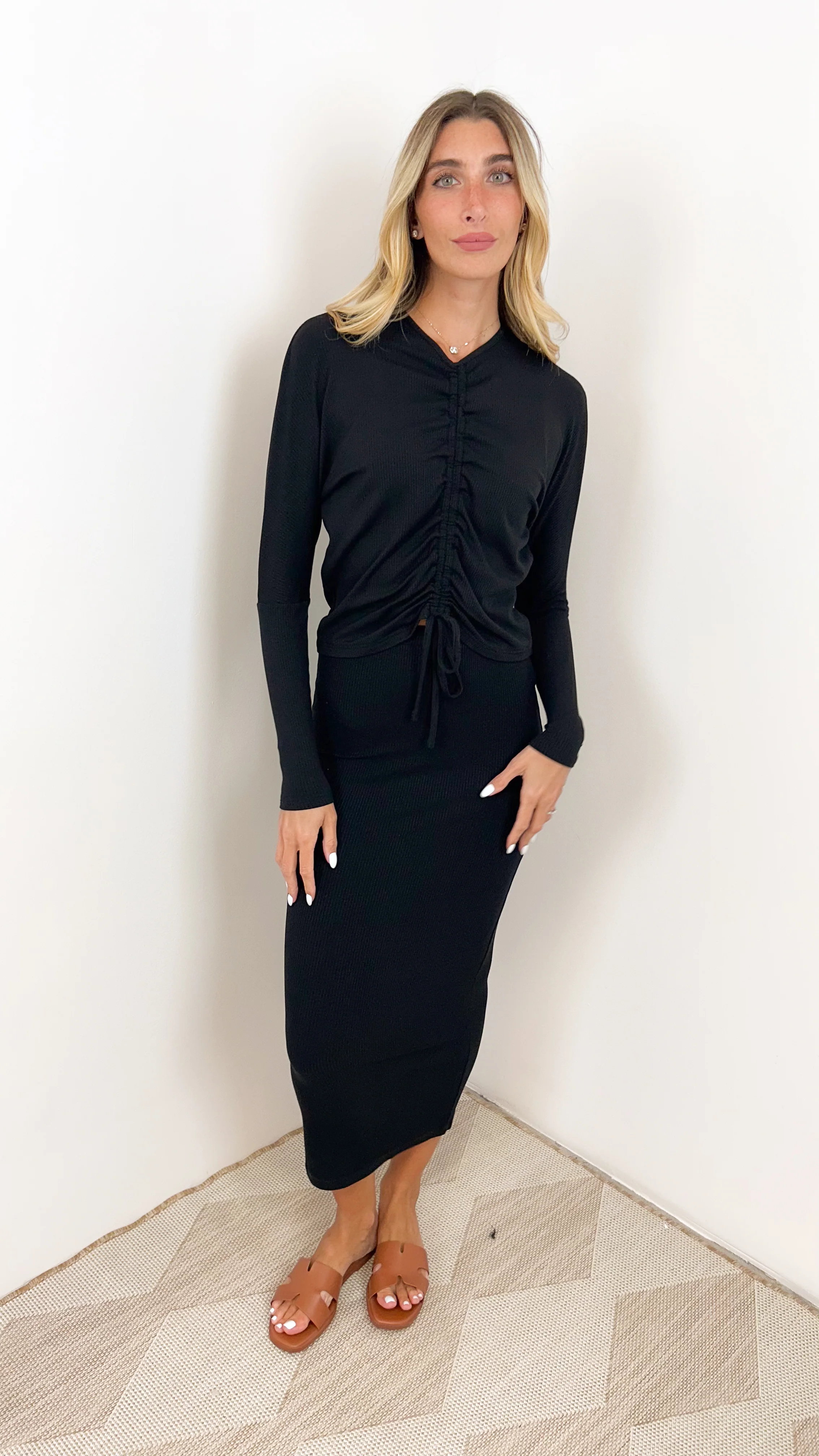 Soft Rib Straight Midi Skirt - Image 33
