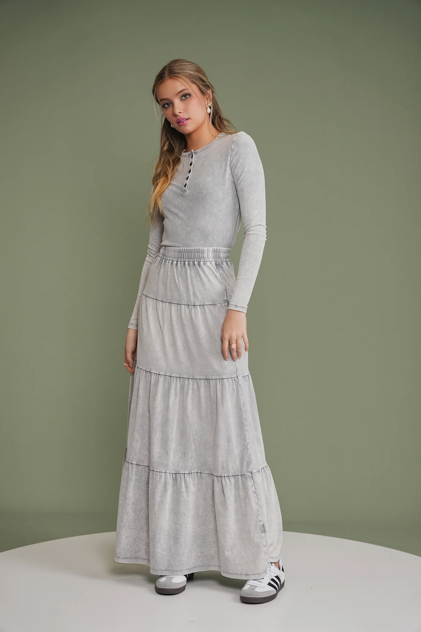 Wash Maxi Tiered Skirt - Image 22