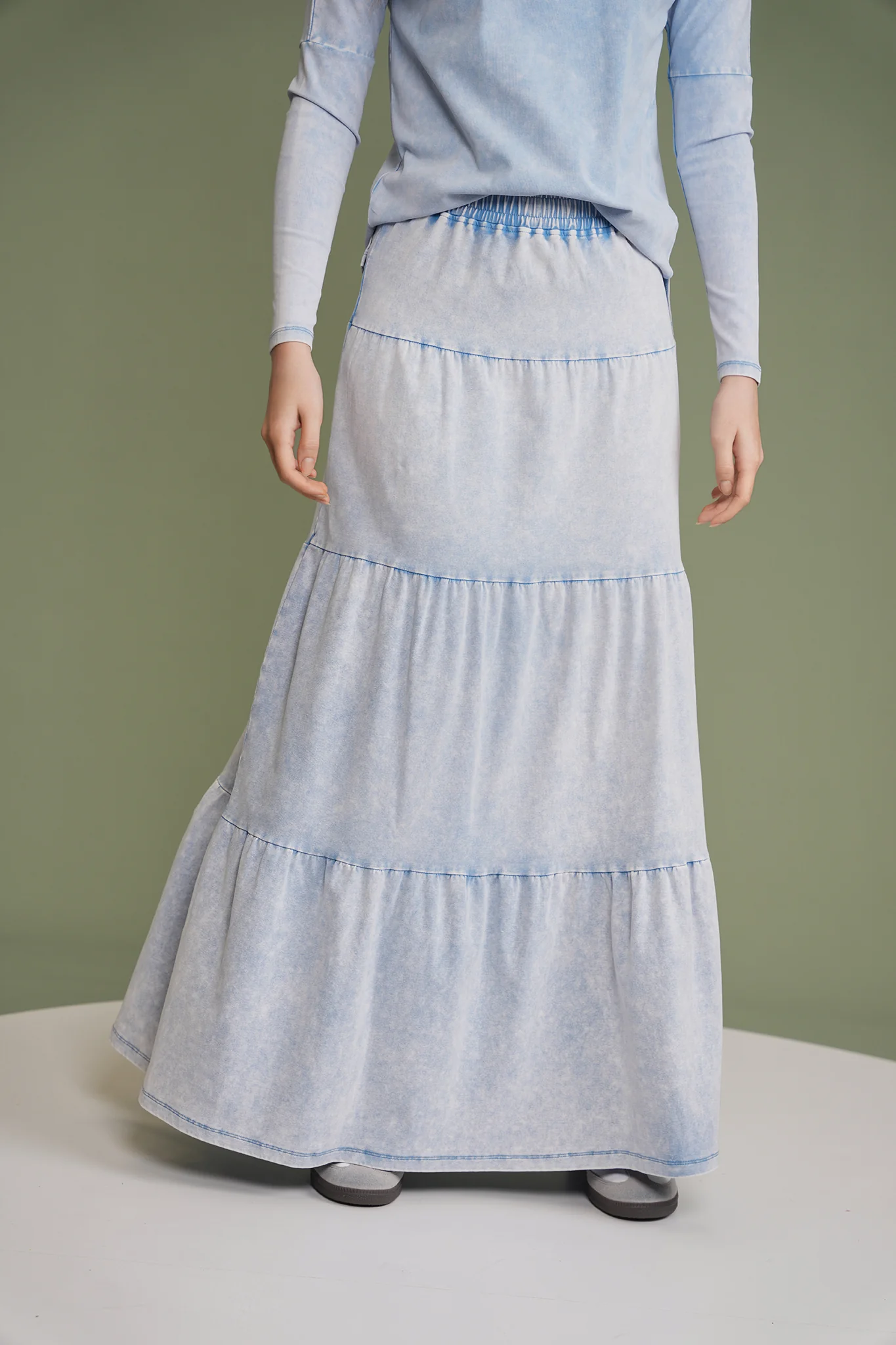 Wash Maxi Tiered Skirt - Image 27