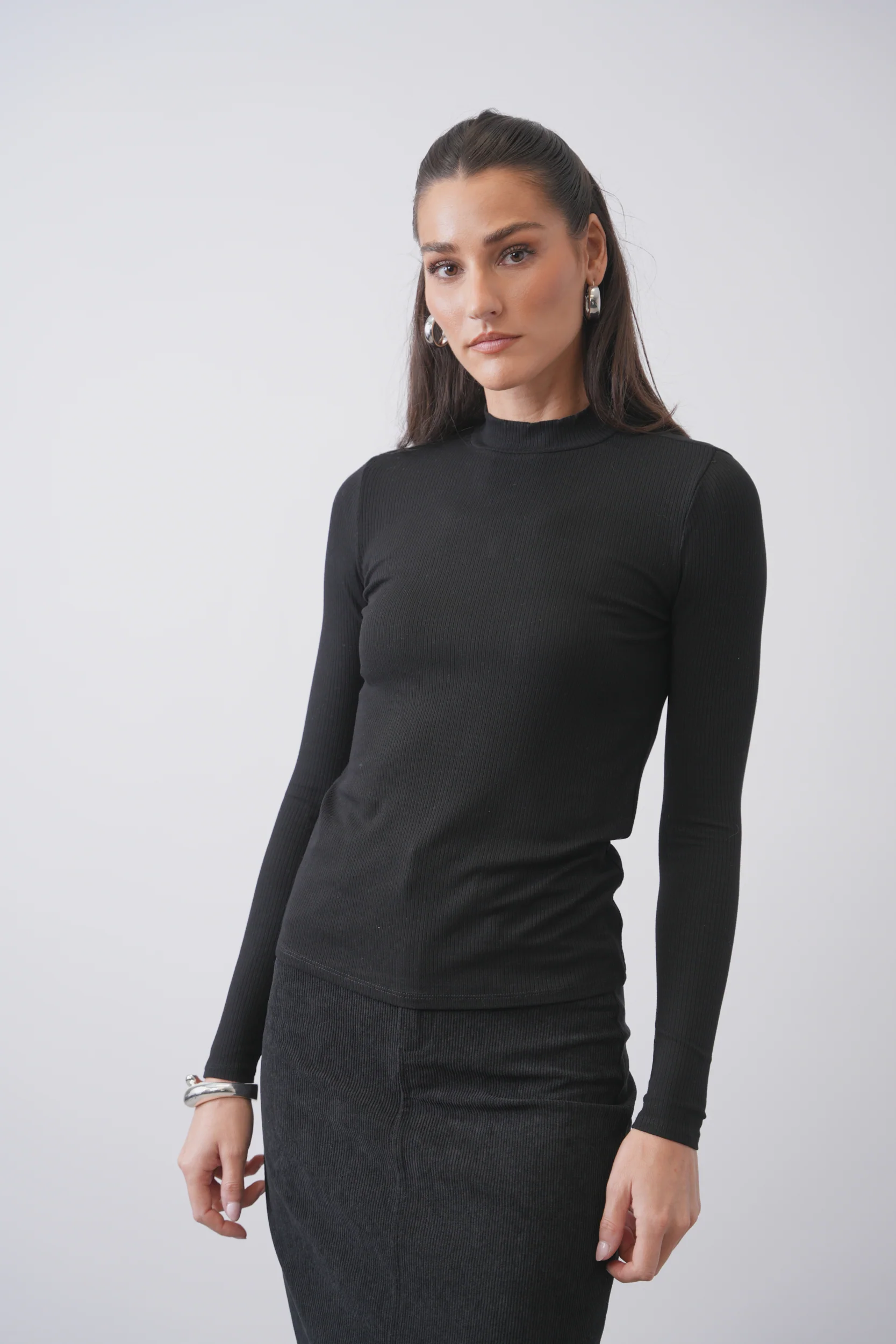 Soft Rib Mock Neck Tee - Image 3