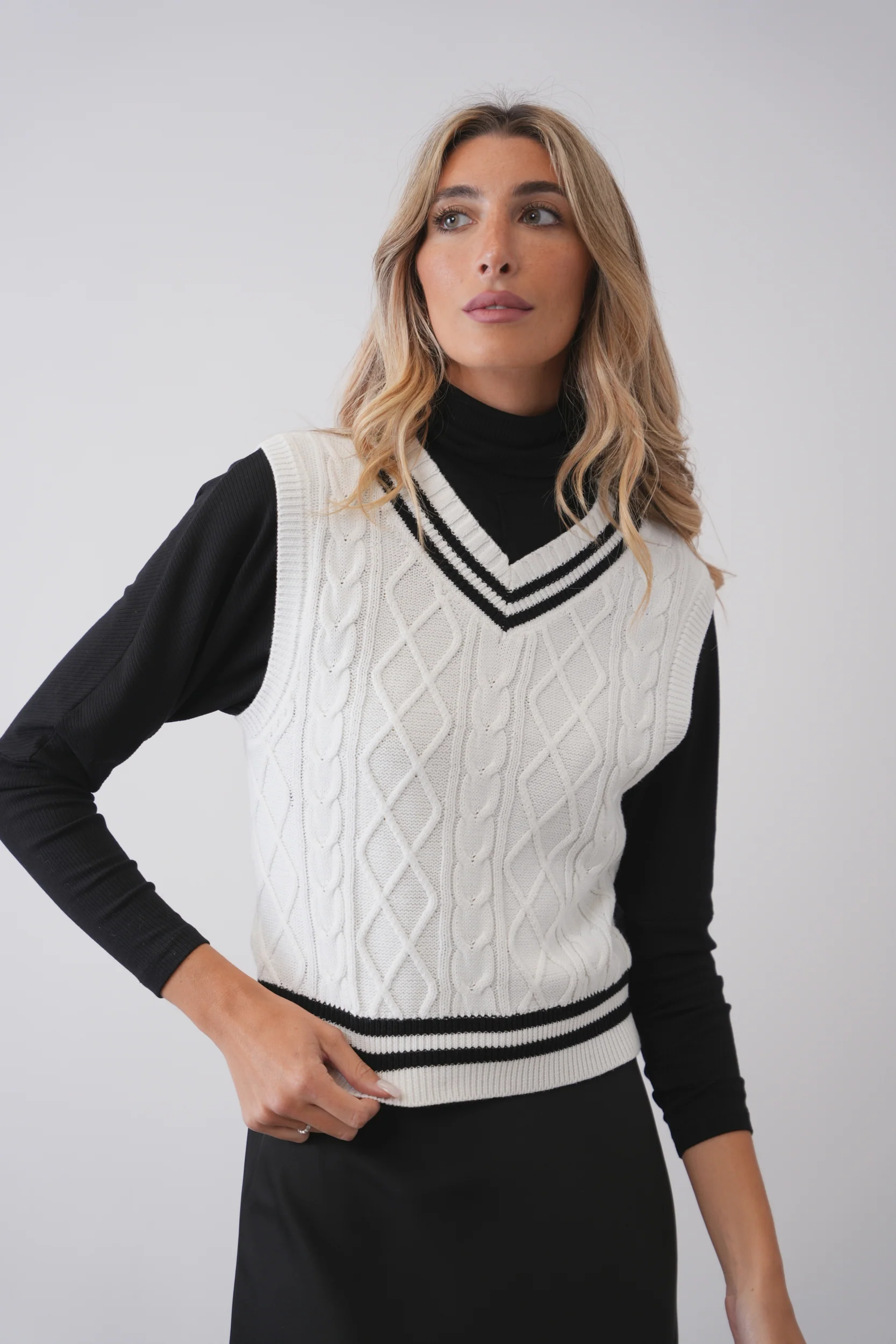 The Jackie Varsity V Neck Vest - Image 3