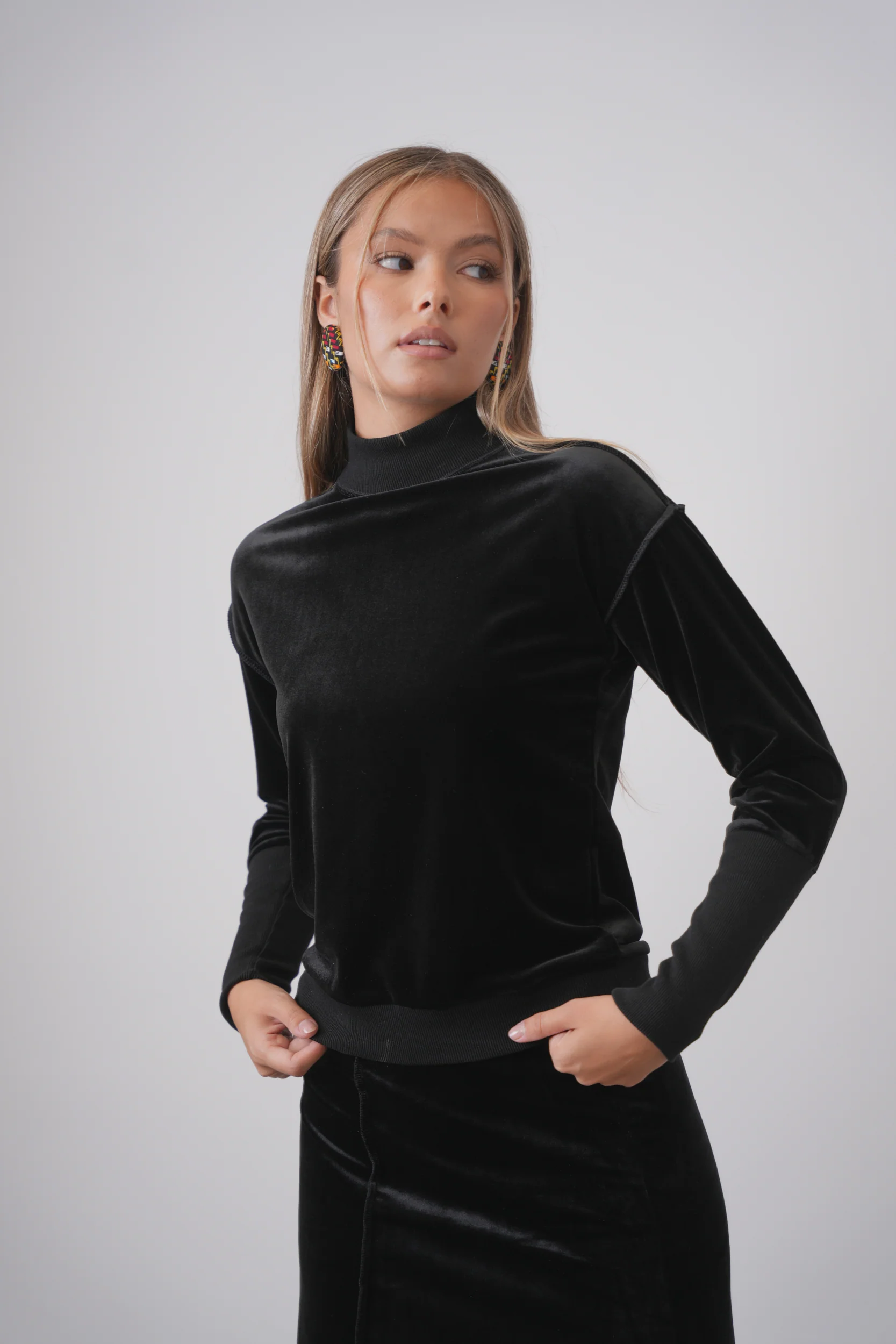 velour Mock Neck Top - Image 8
