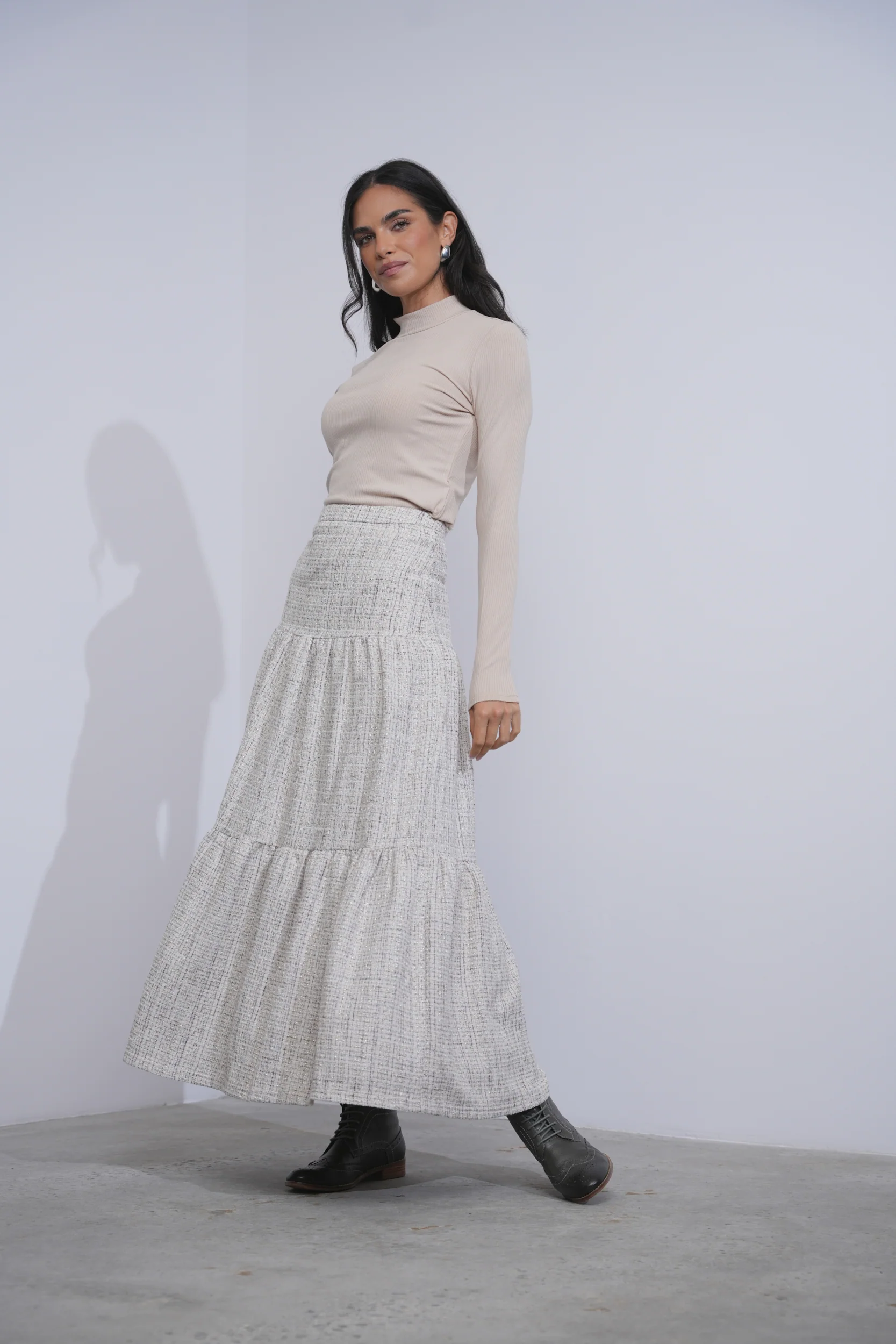 Tiered Tweed Skirt - Image 4