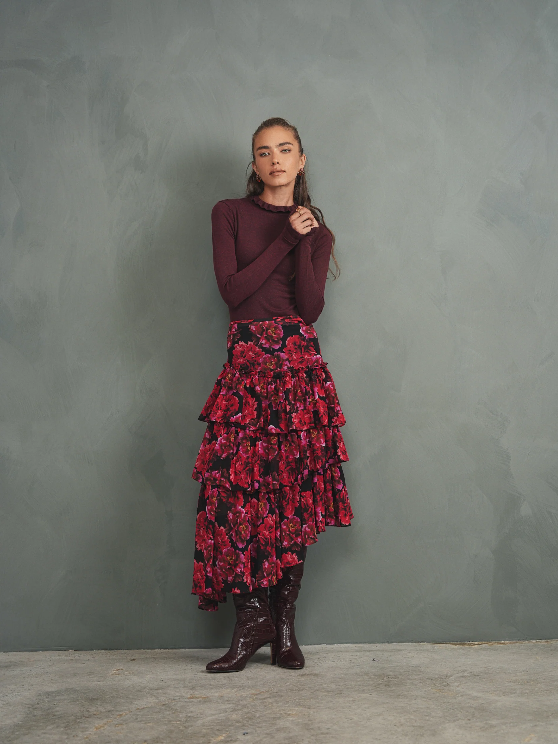 Soft Ruffle Mock Neck Top - Image 9