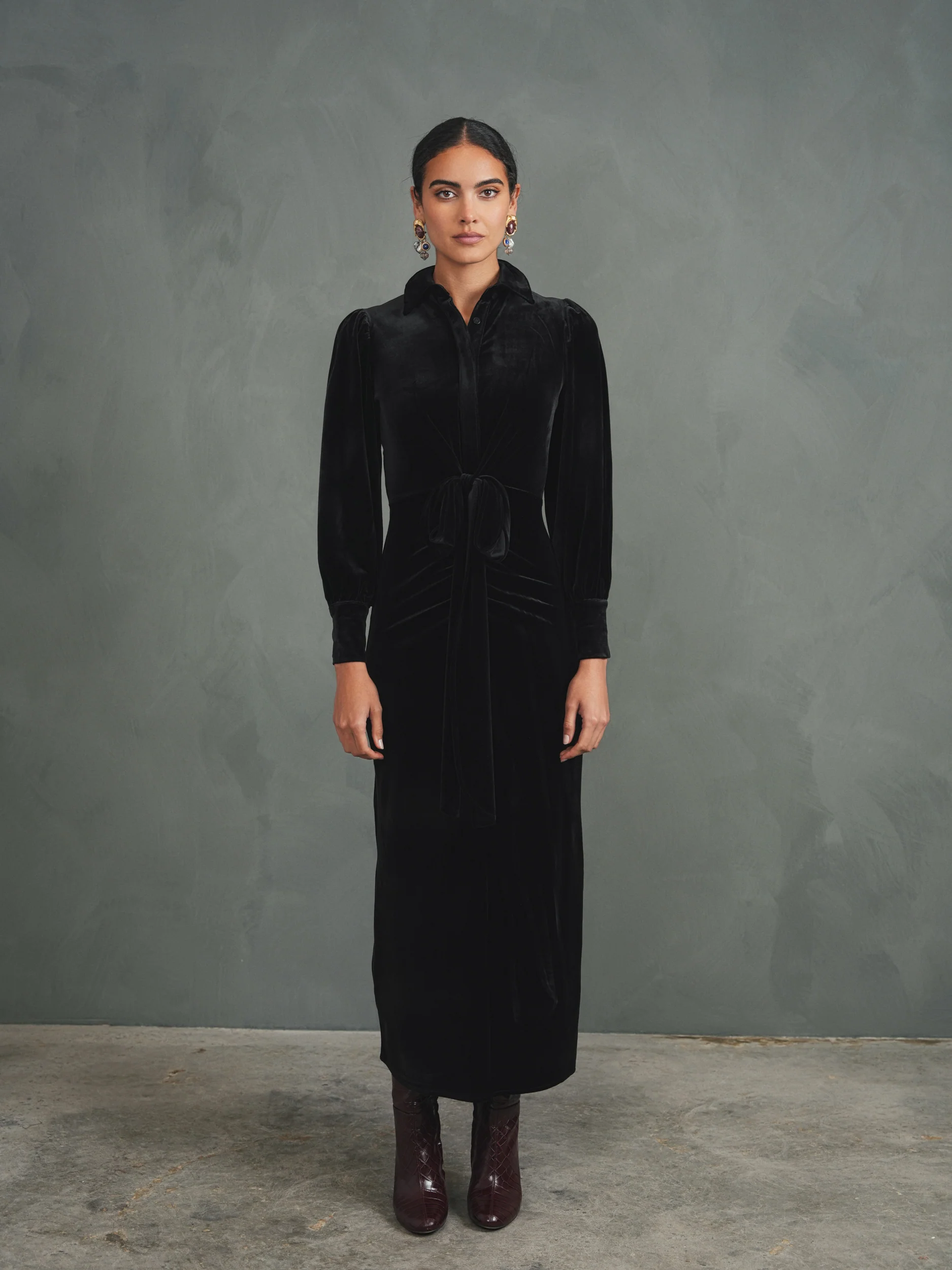 Velour Tie Dress - Image 3
