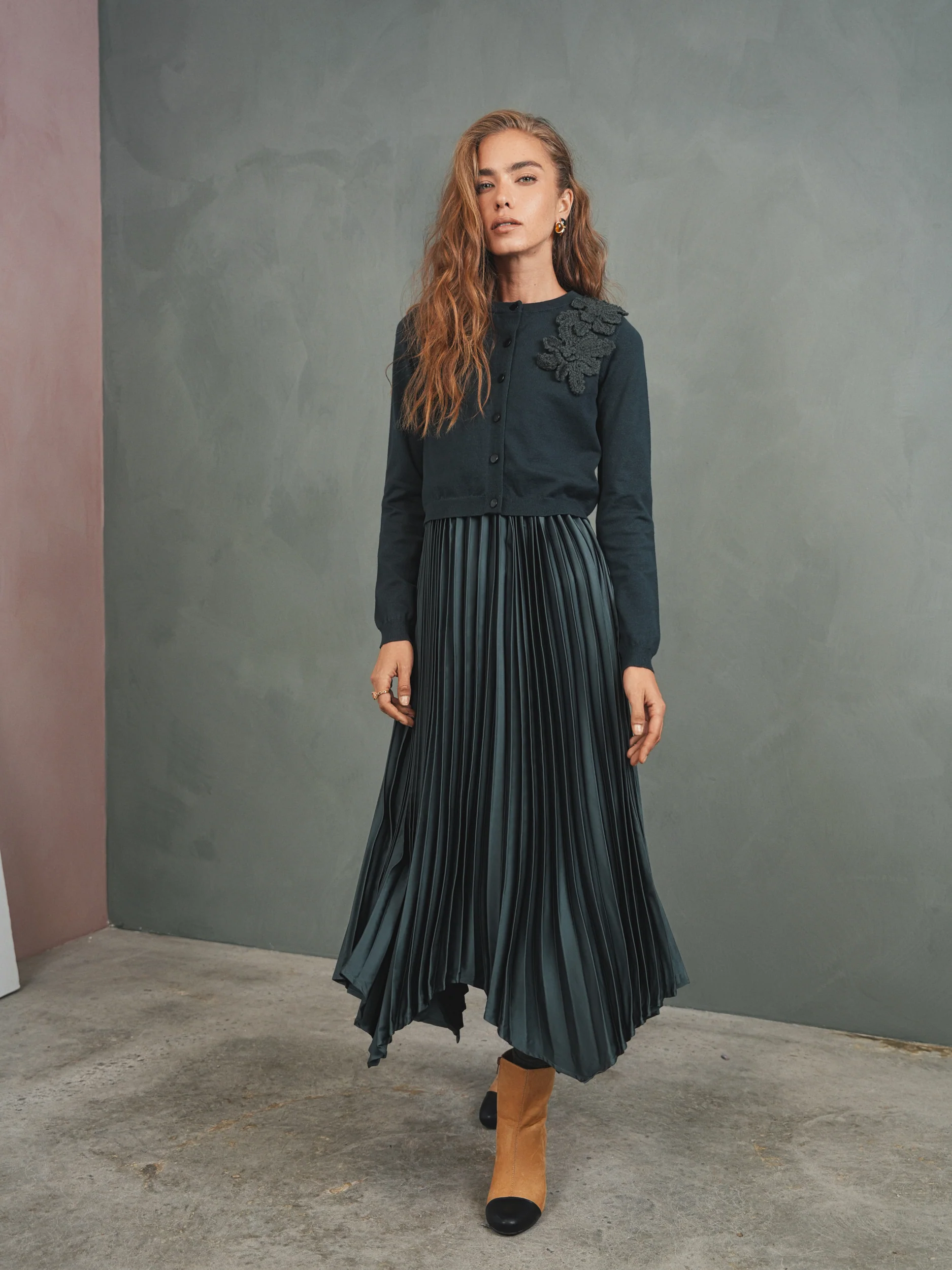 Pleated High-Low Sleeveless Dress