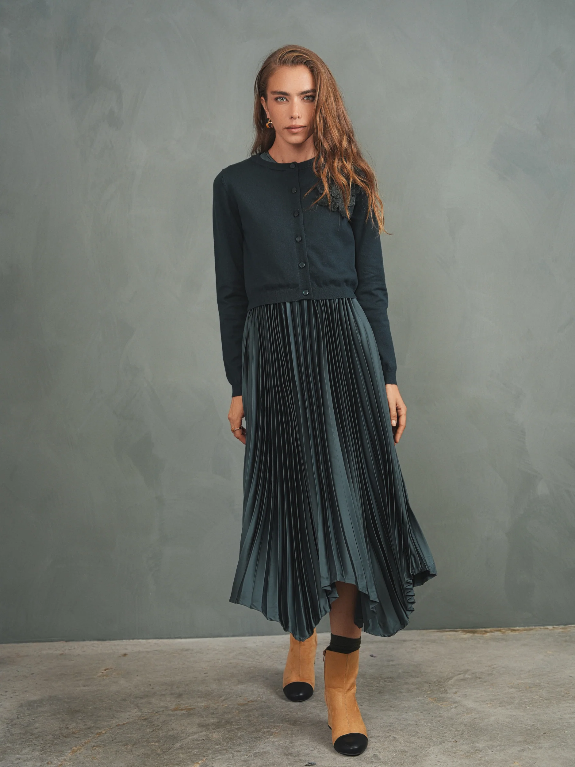 Pleated High-Low Sleeveless Dress - Image 6