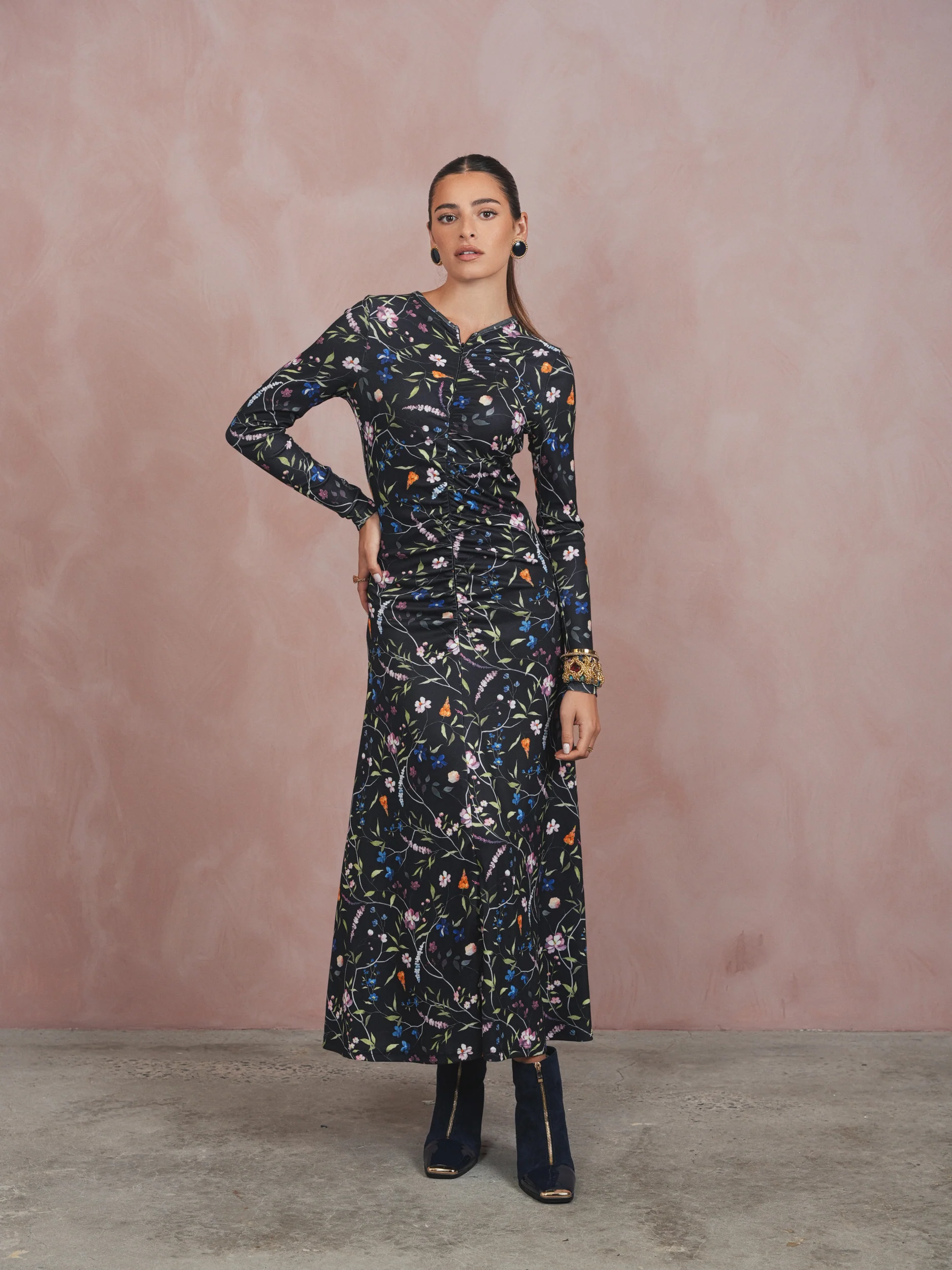 Front Zipper Ruched Dress - Image 2