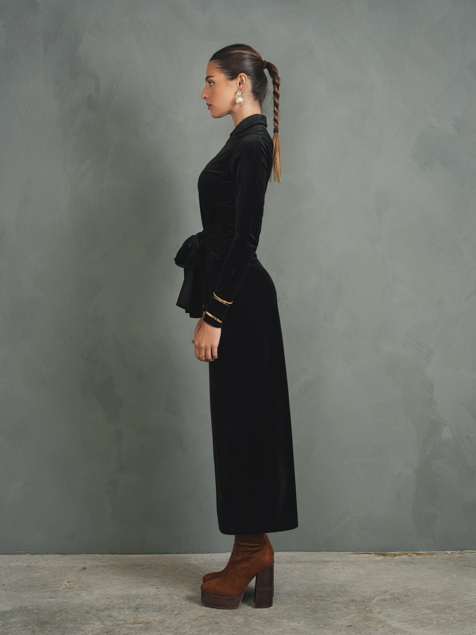 Velour Front Tie Dress - Image 10