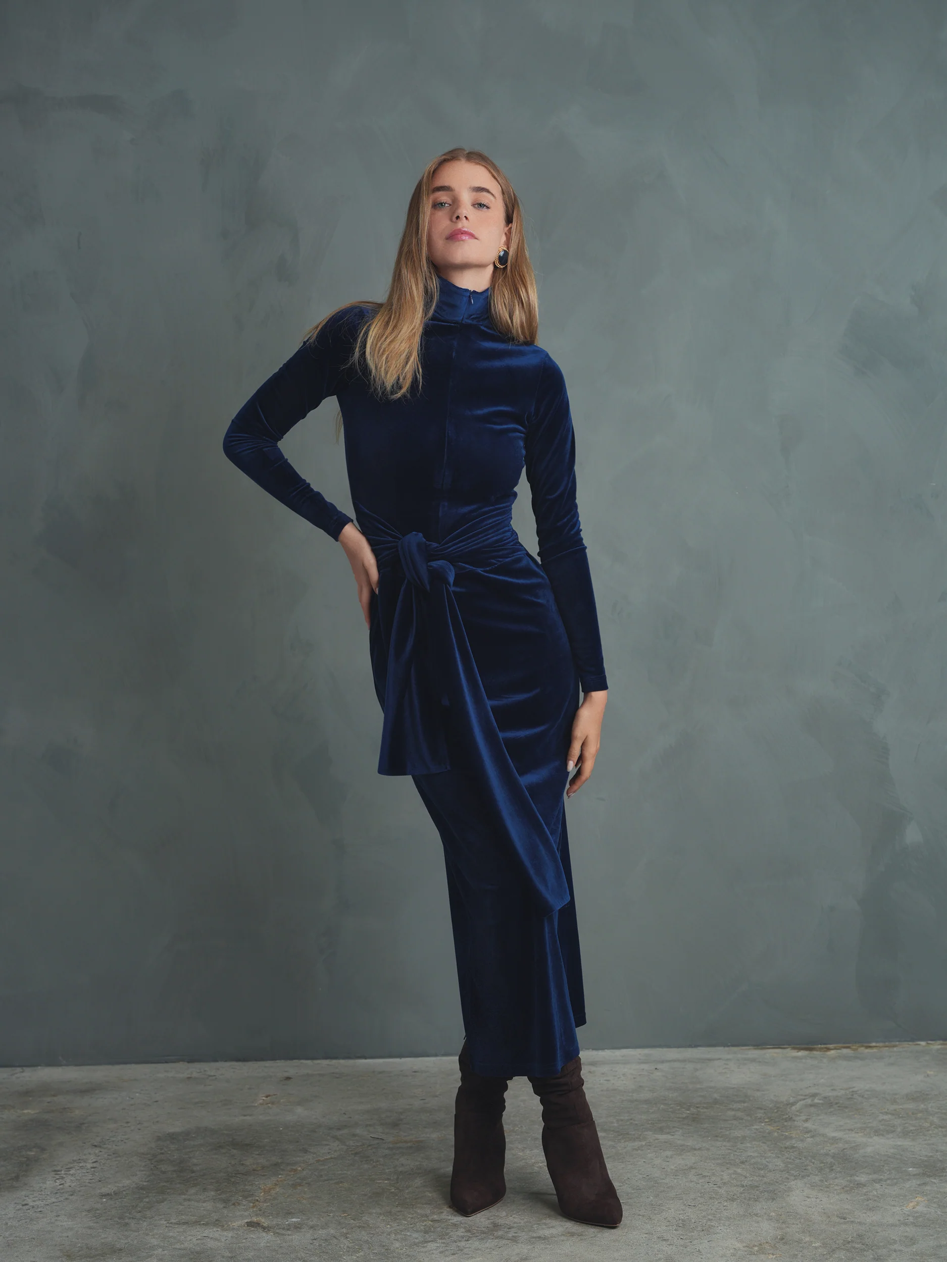 Velour Front Tie Dress - Image 4