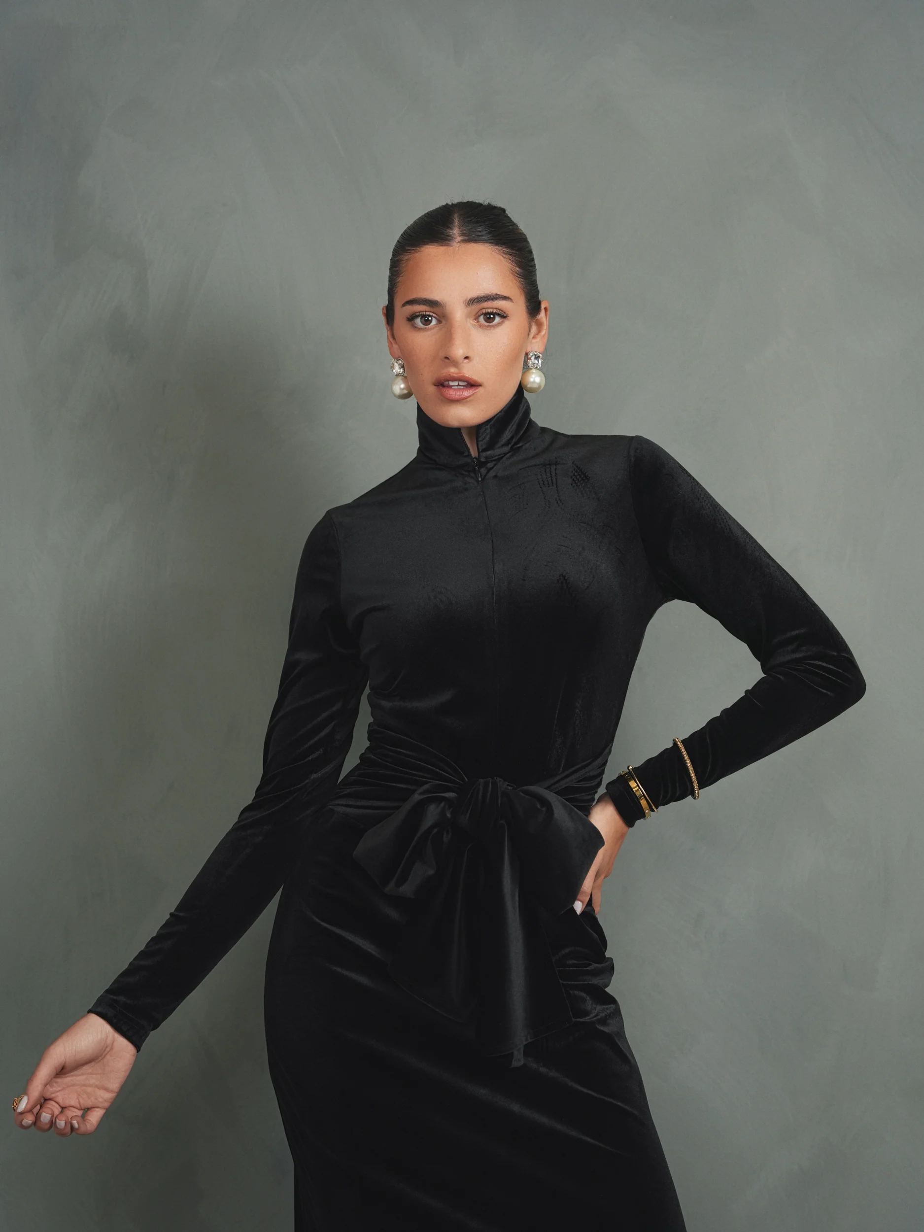Velour Front Tie Dress - Image 8