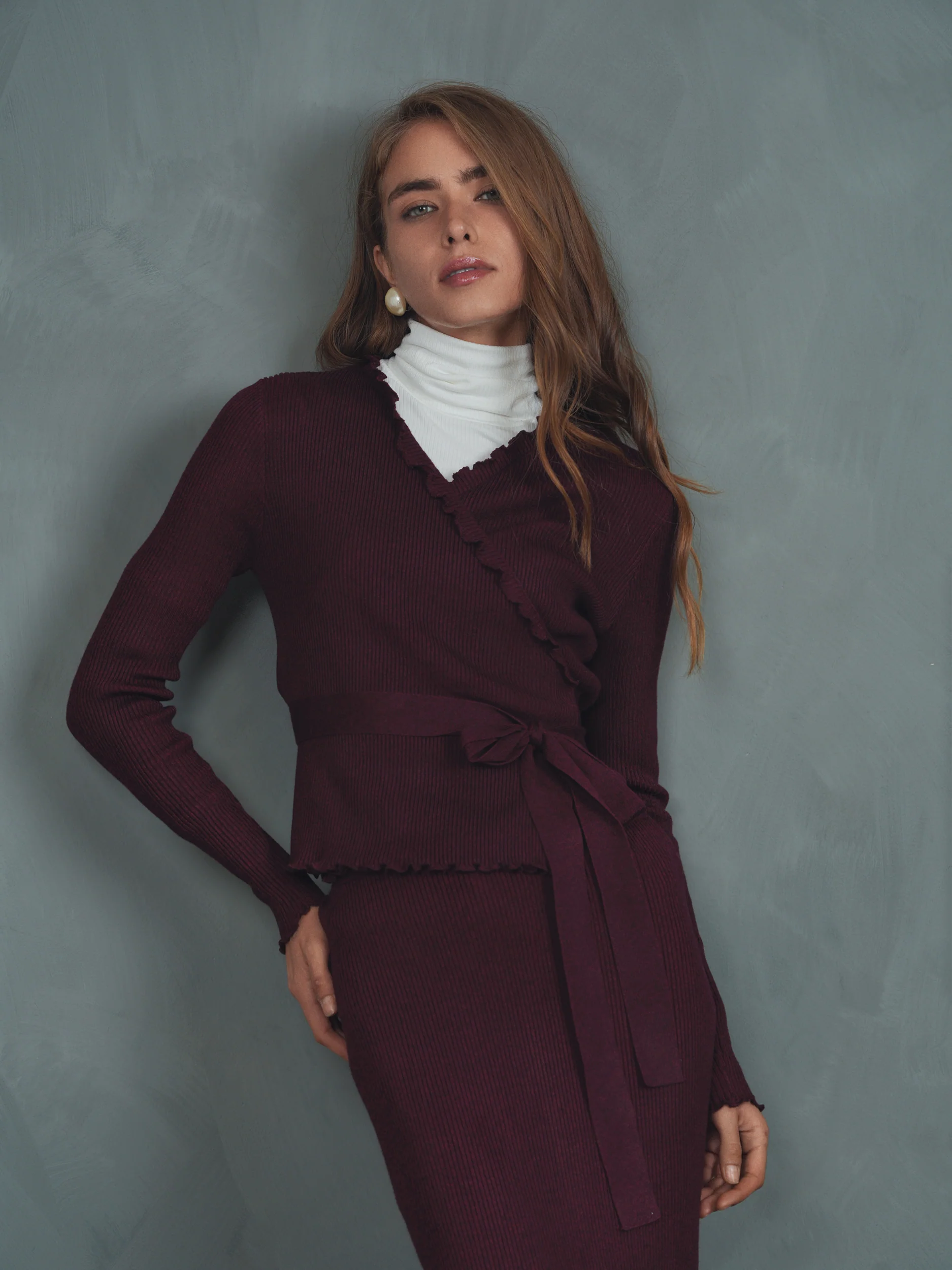 Knit Rib Wrap Top - Image 5