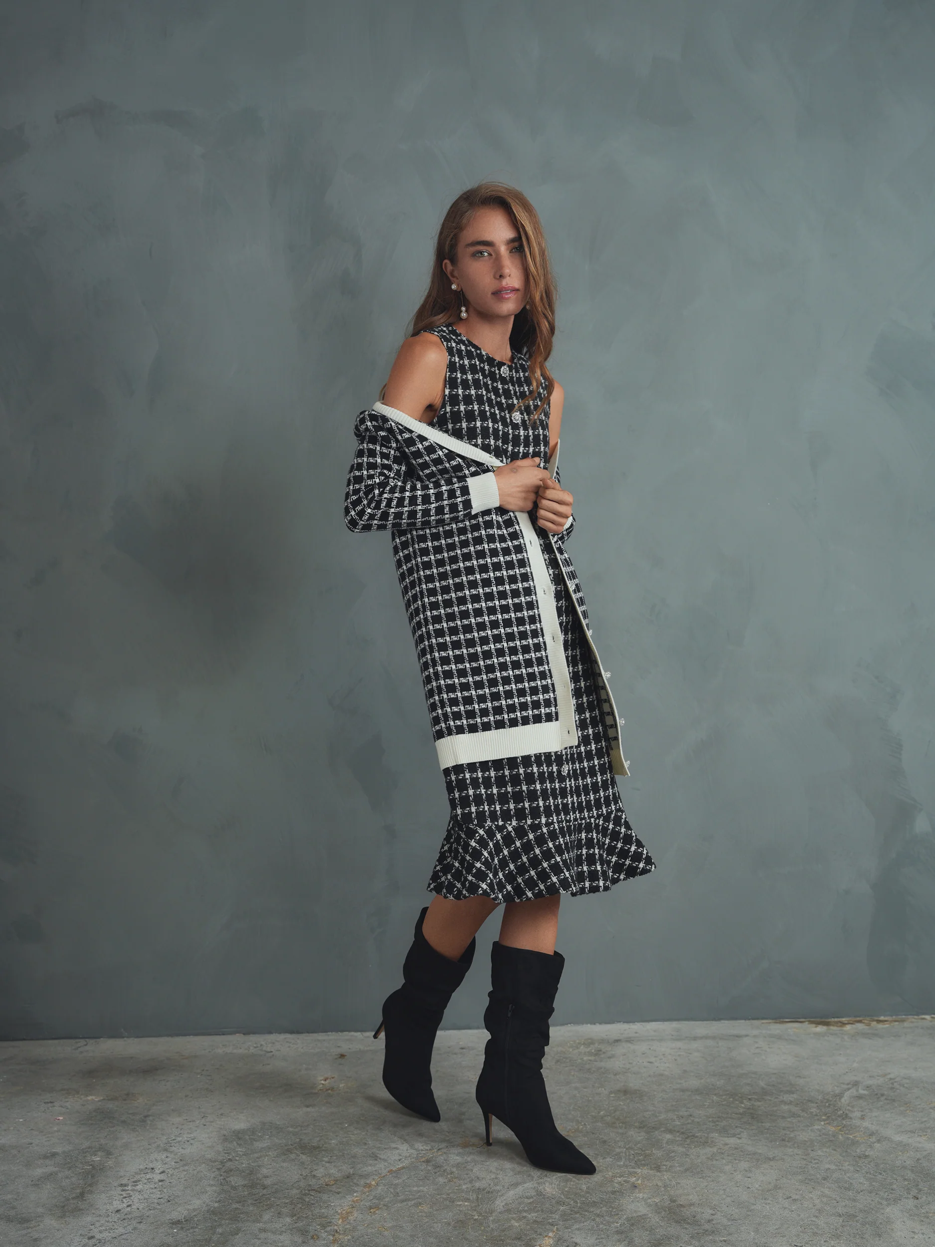 Plaid Knit Cardigan - Image 4
