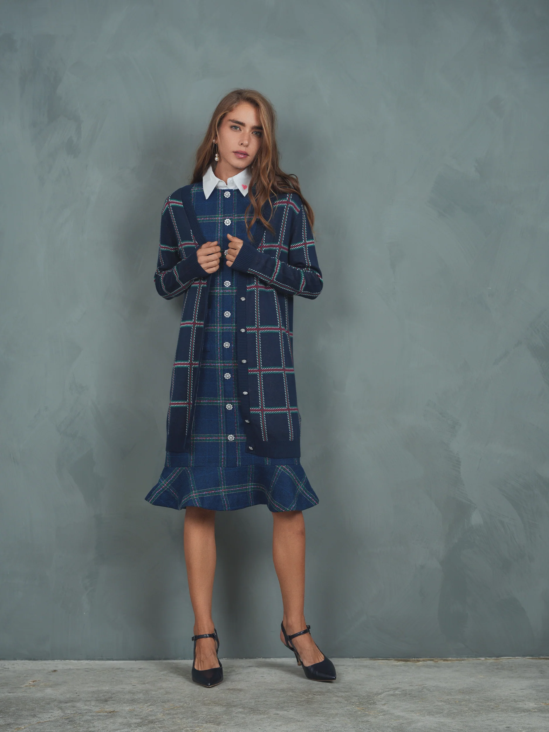 Plaid Knit Cardigan - Image 5