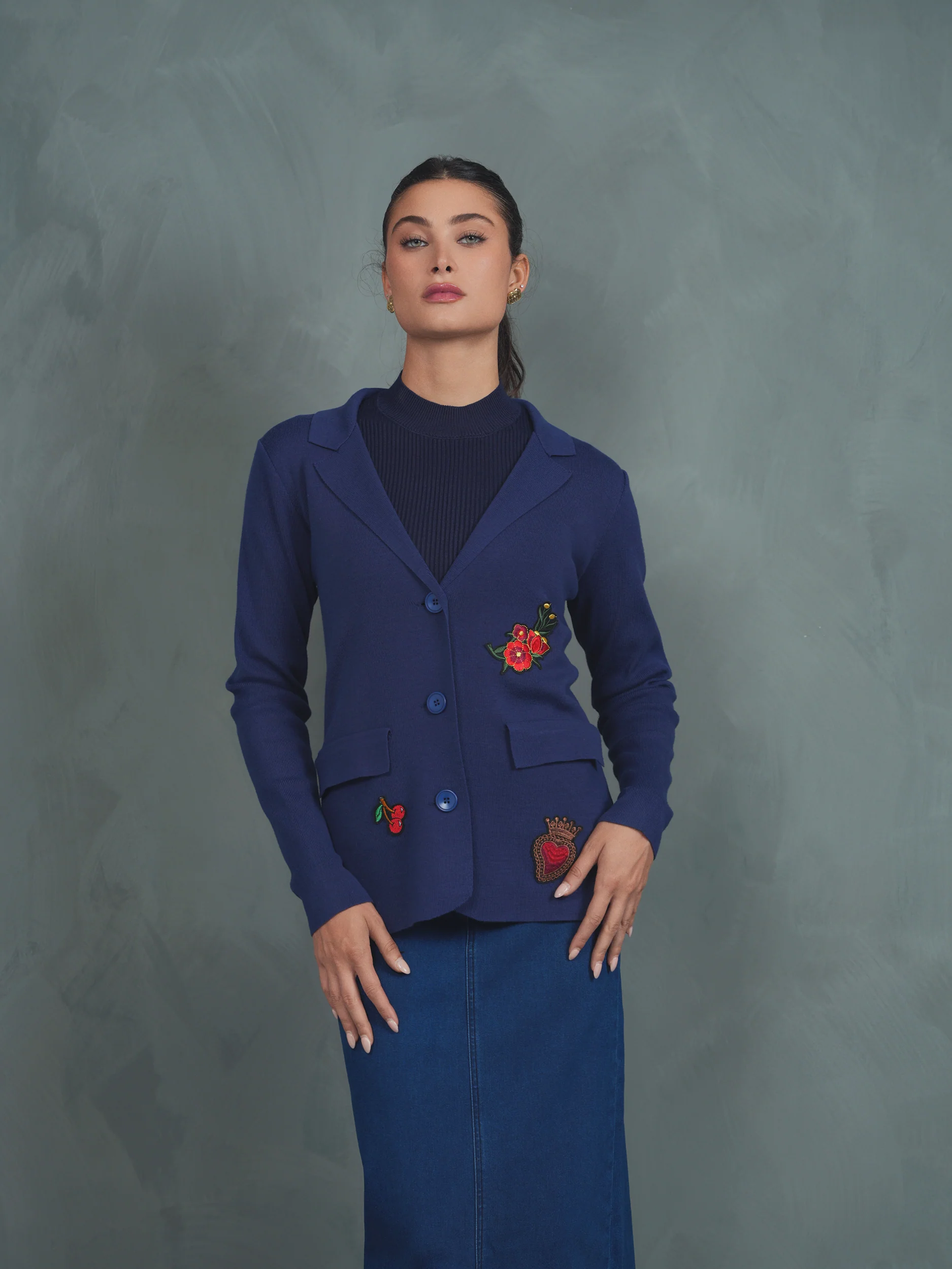 Knit Blazer With Patches - Image 3
