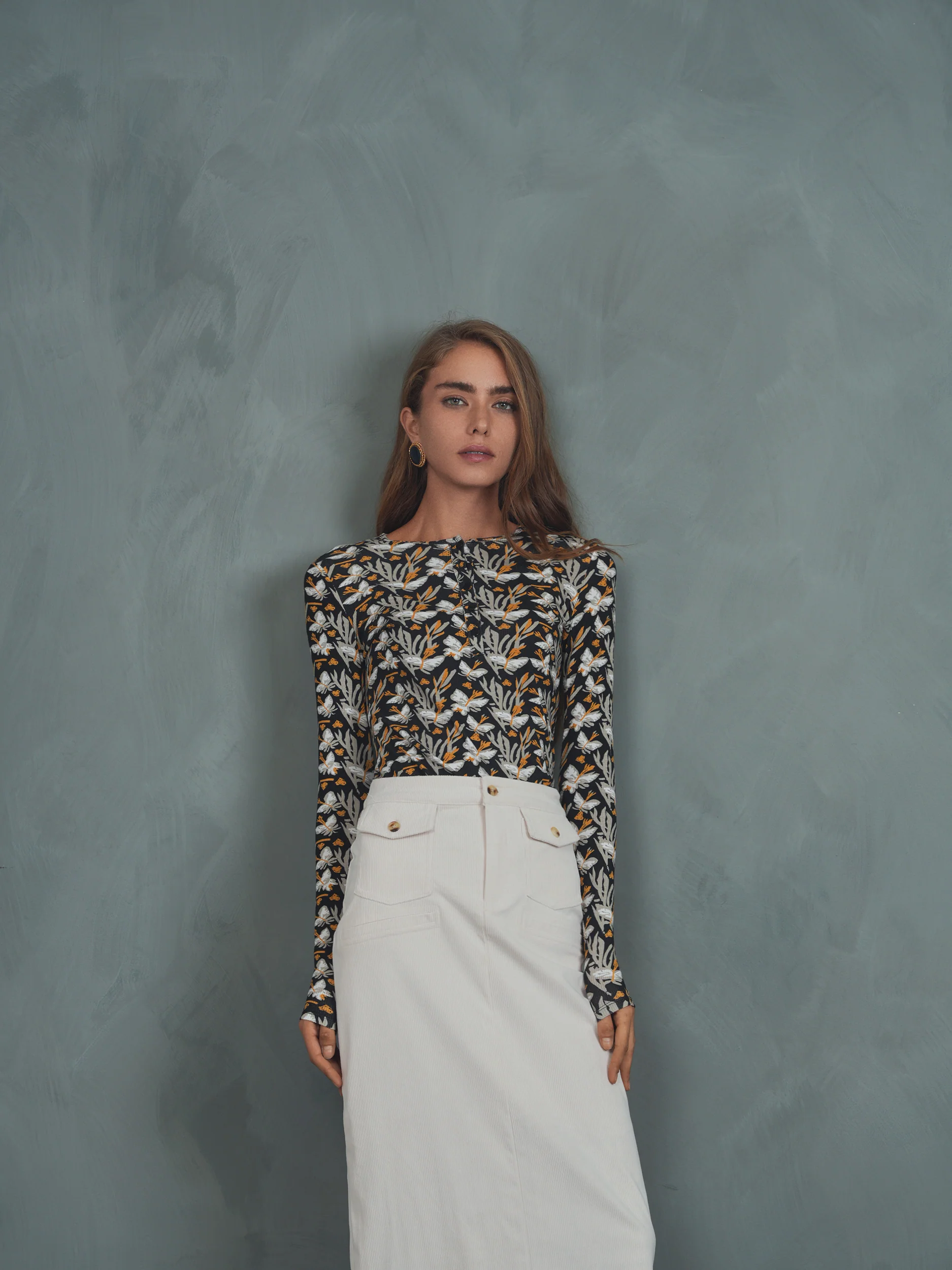 Henley Print Rib Top - Image 10