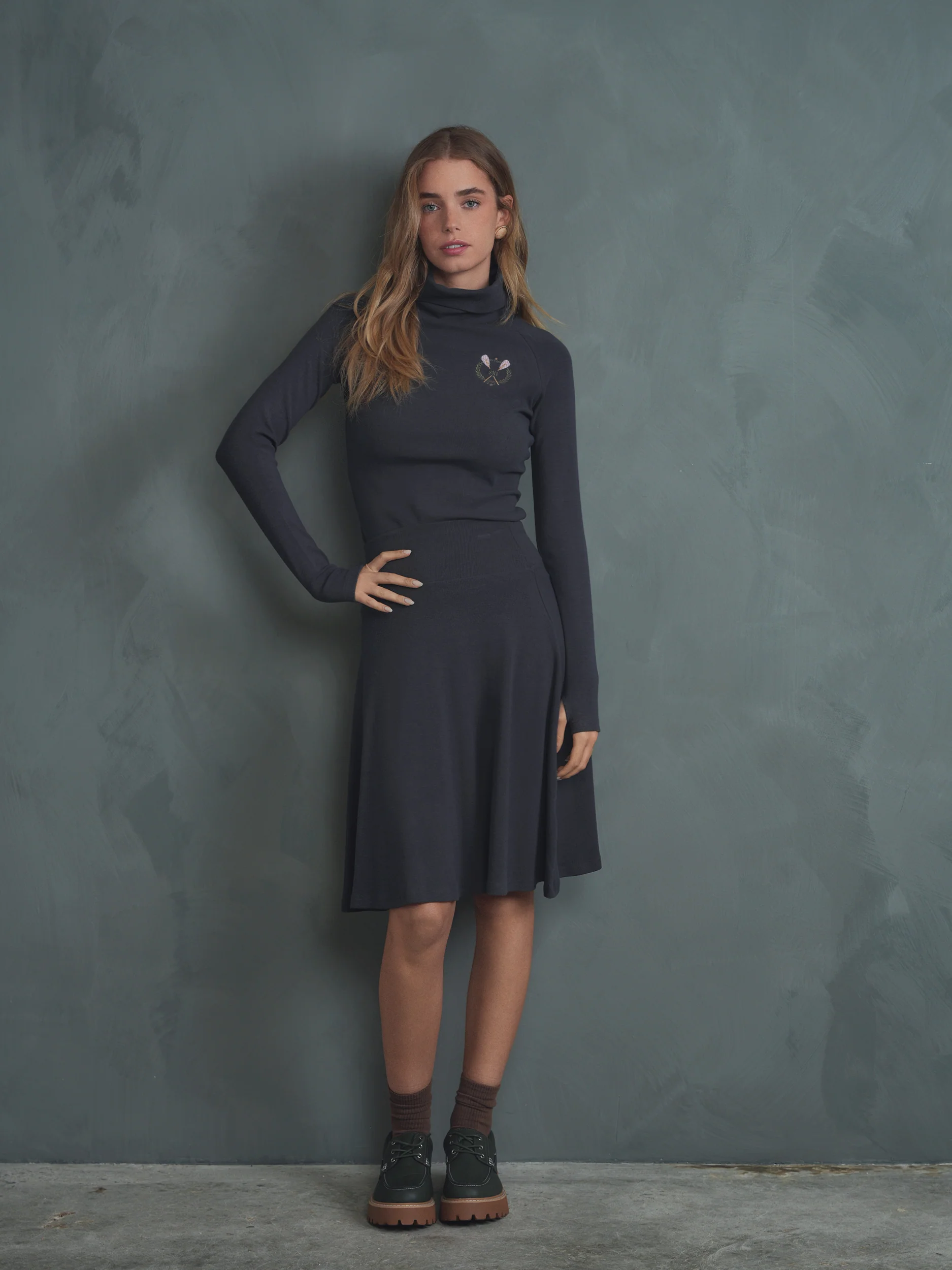 Ski Cowl Neck Rib Tee - Image 4