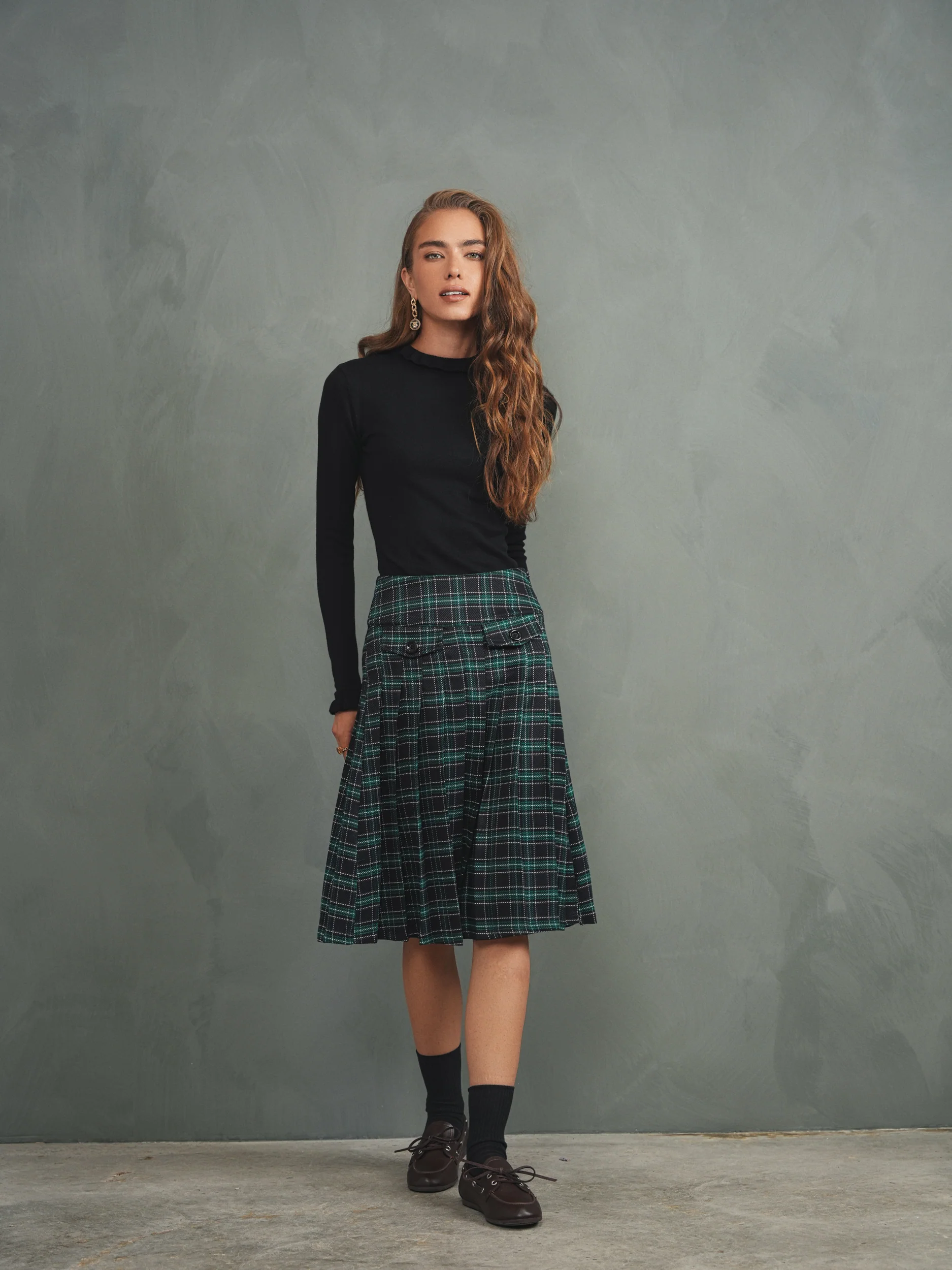 Pleated Plaid Skirt - Image 20
