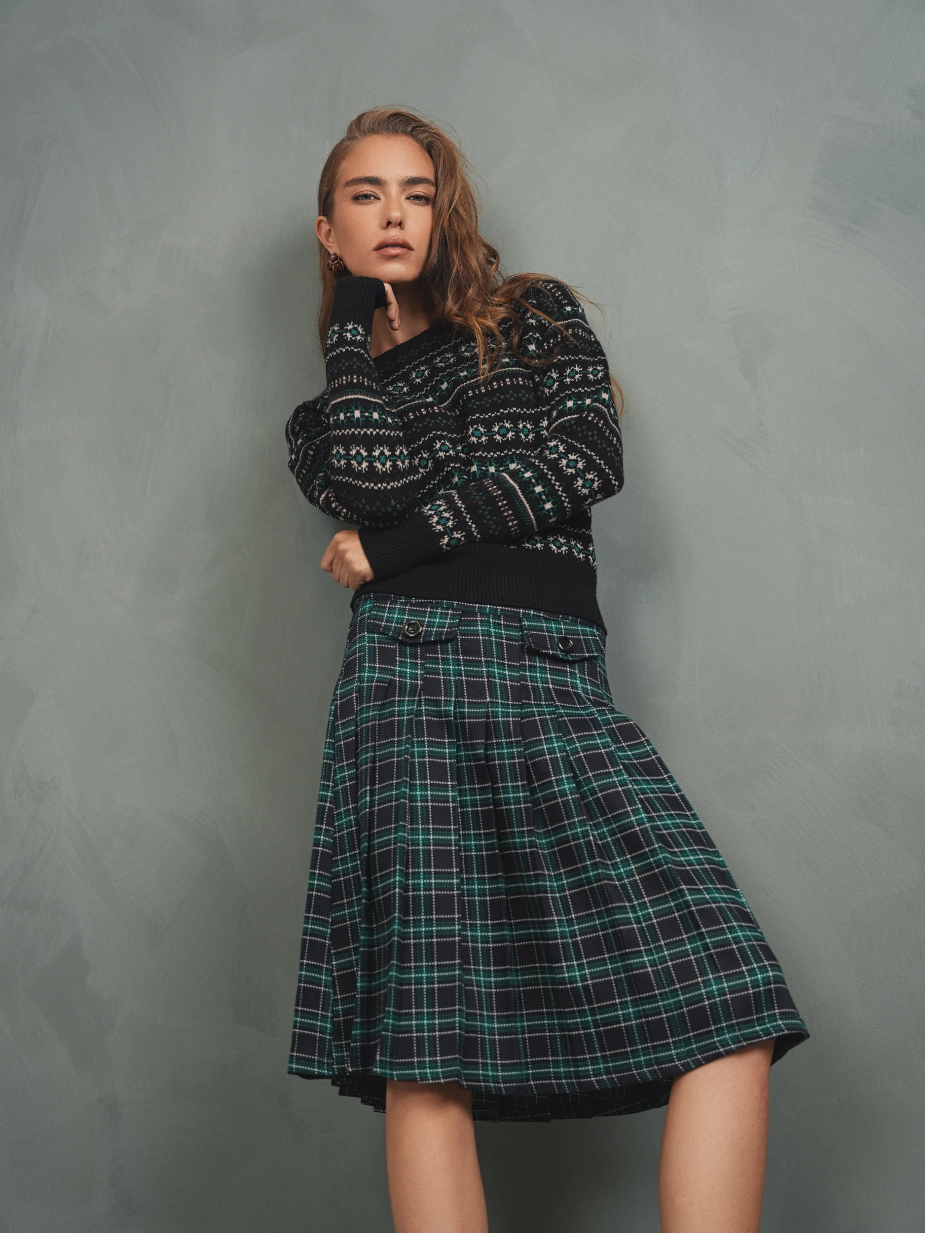 Pleated Plaid Skirt - Image 8