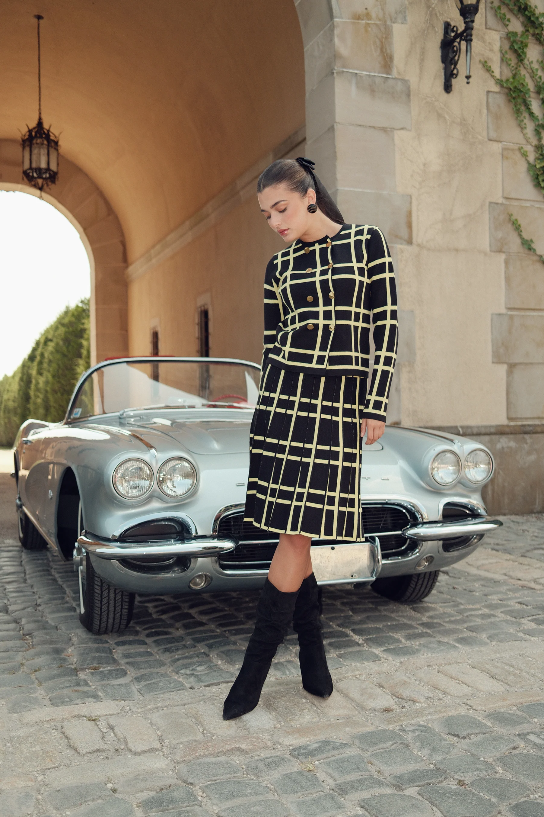 Jacquard Knit Pleated Skirt - Image 2