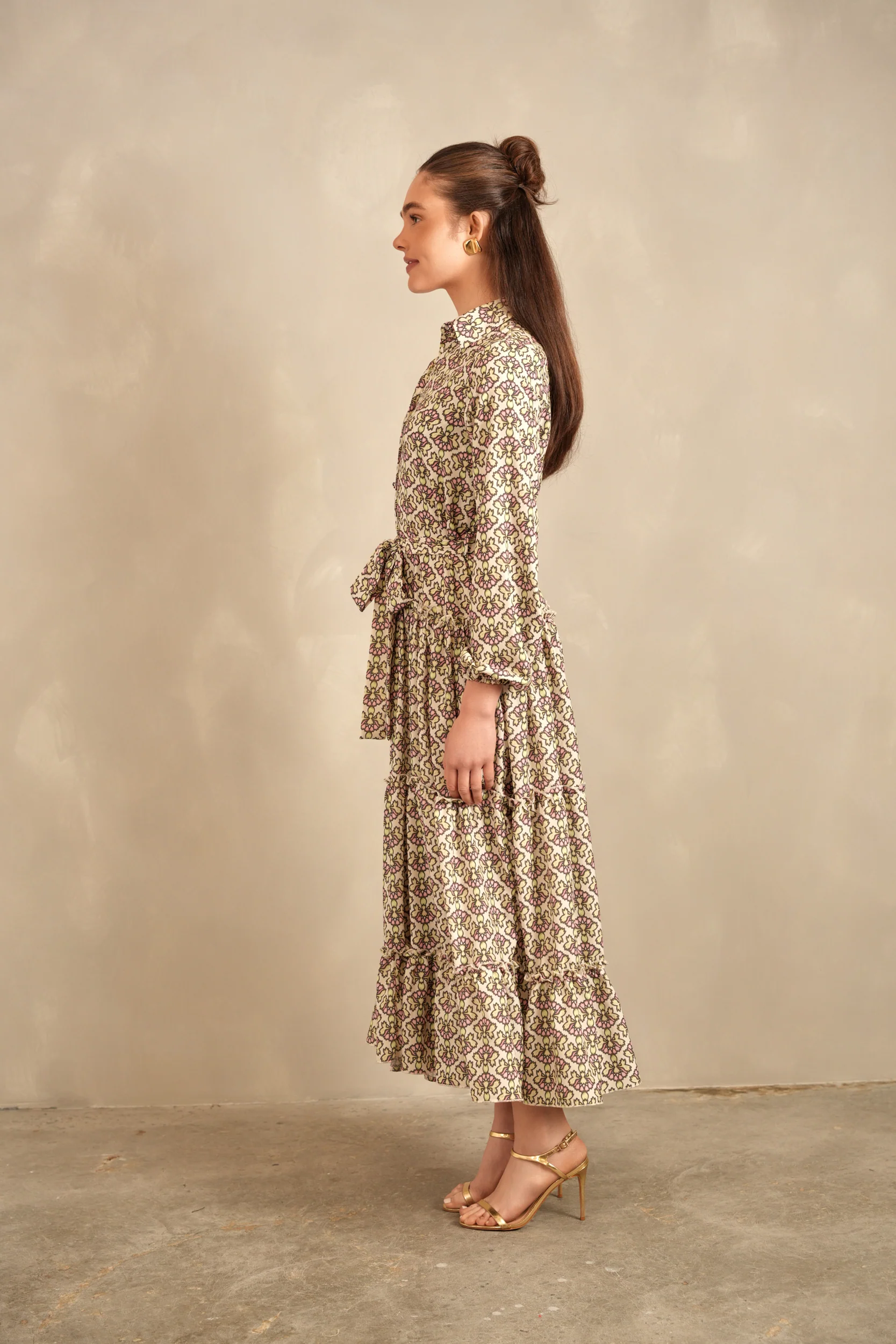 Belted Maxi Tiered Dress - Image 10