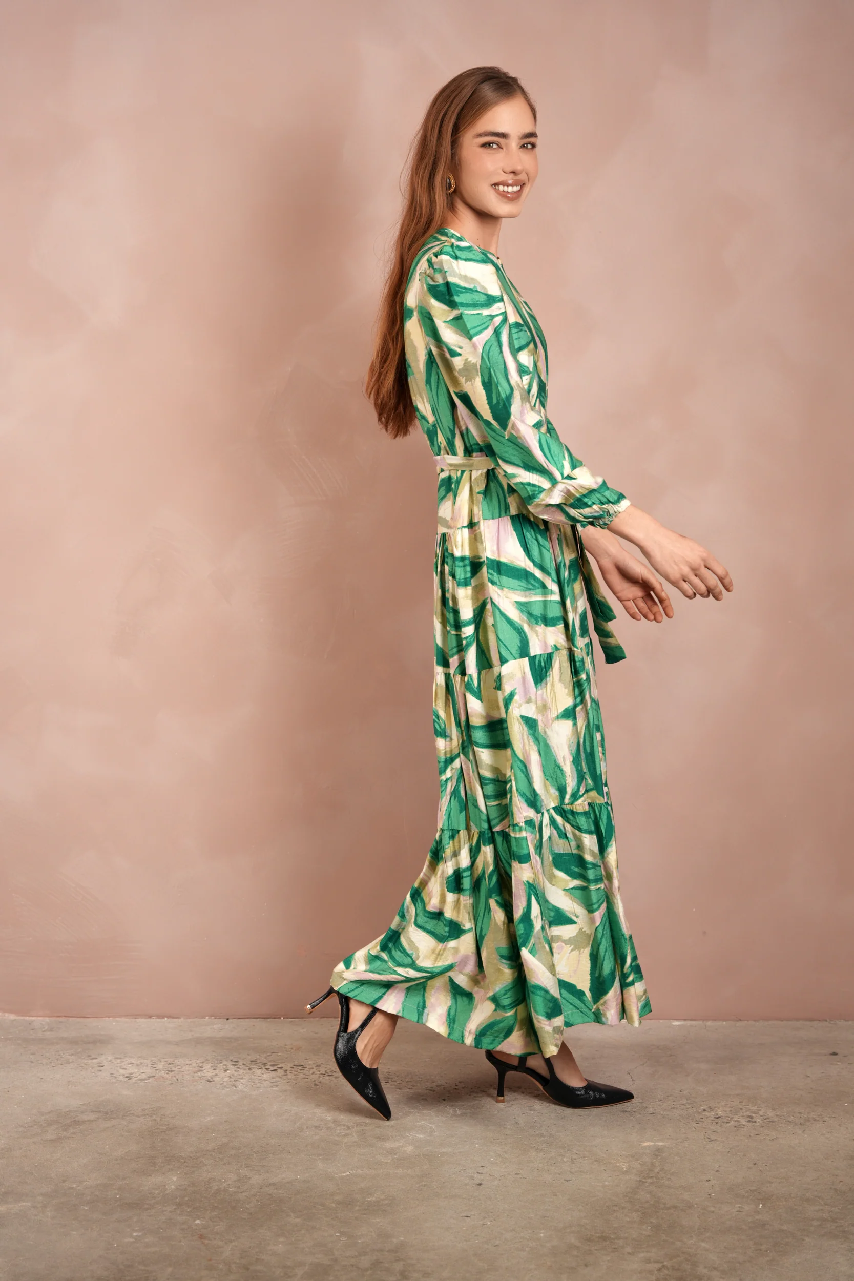 Zipper Front Tiered Maxi Dres - Image 13