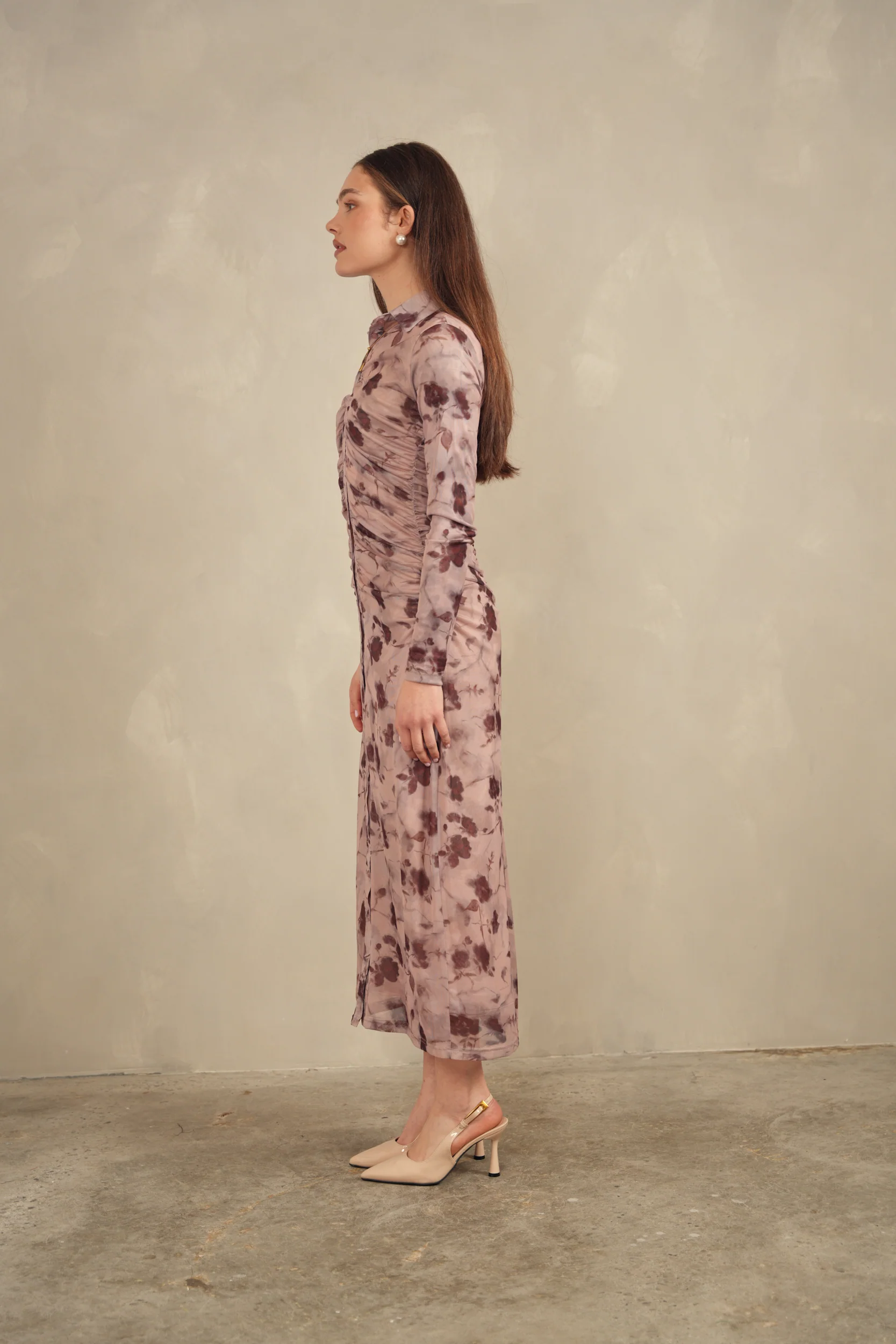 Mesh Ruched Dress - Image 2