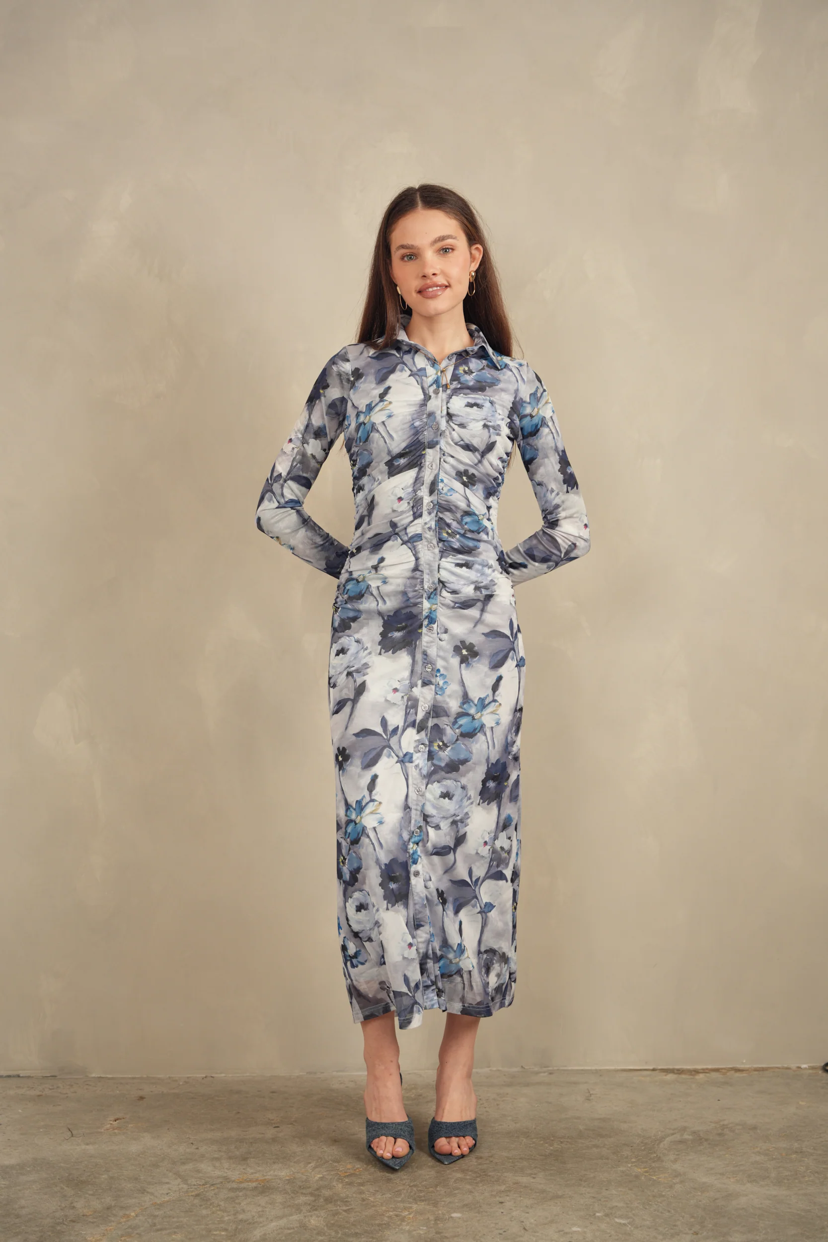 Mesh Ruched Dress - Image 7