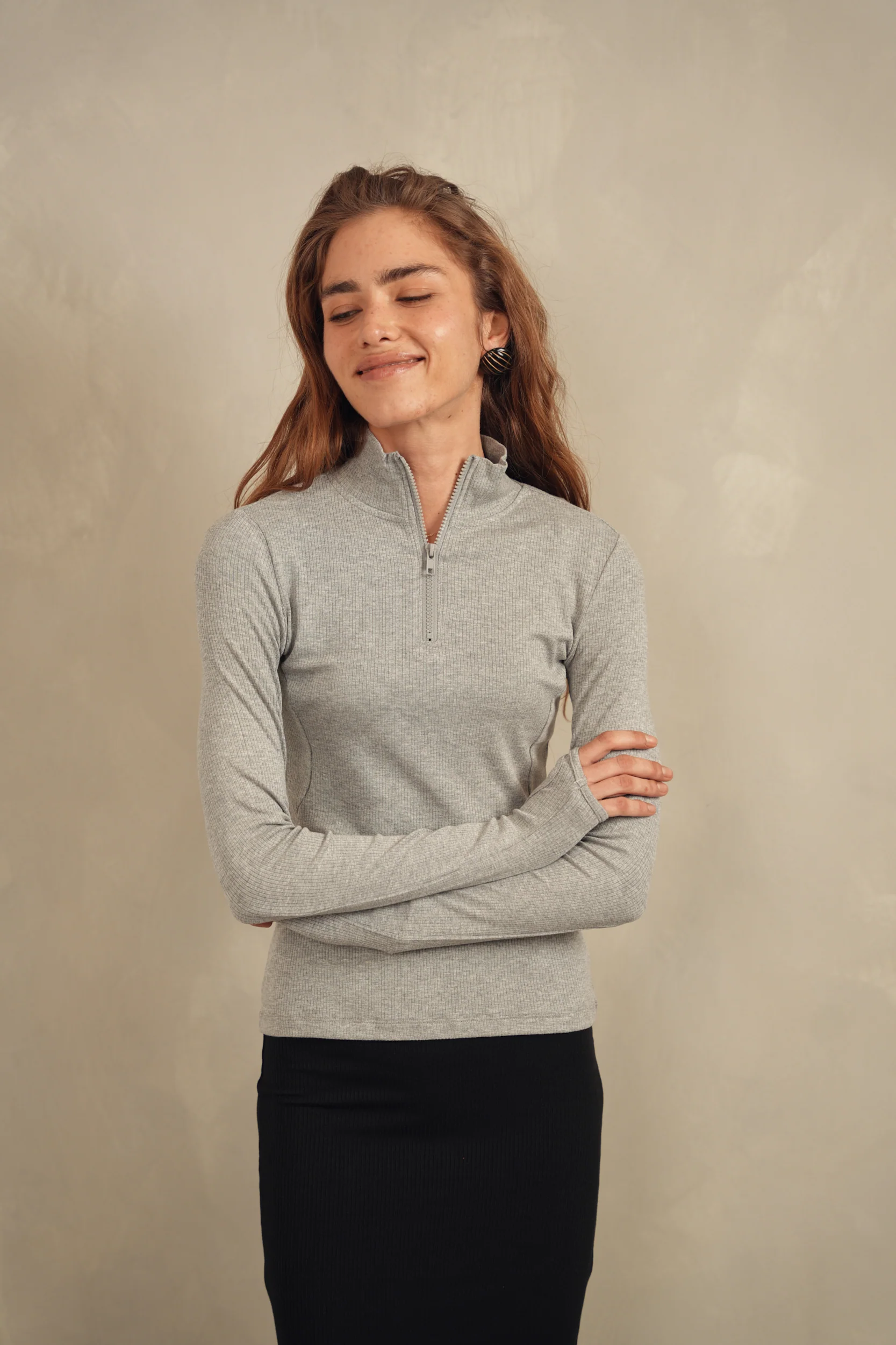Soft Rib Zipper Tee - Image 6