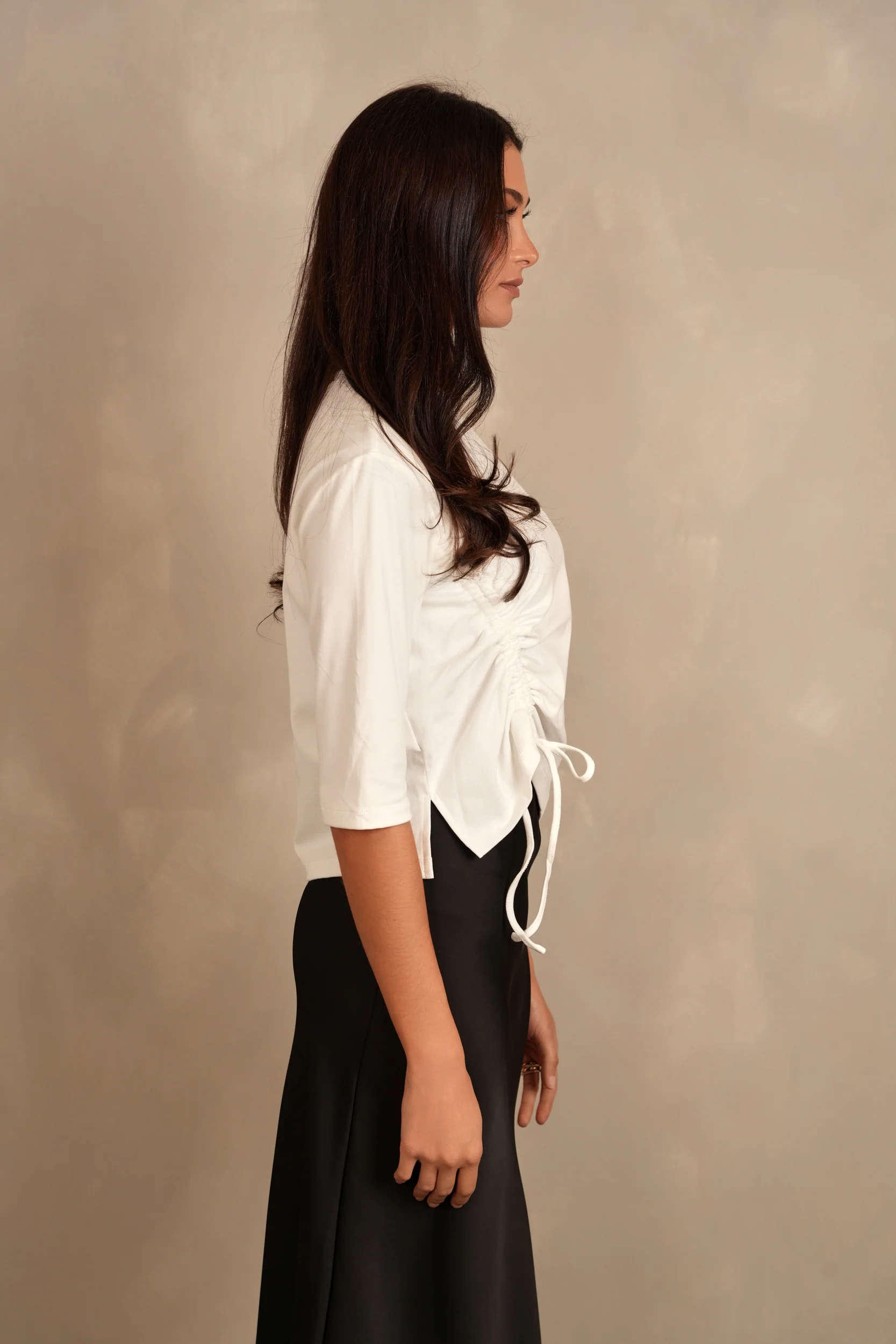 Boxy Tee With Ruching - Image 4