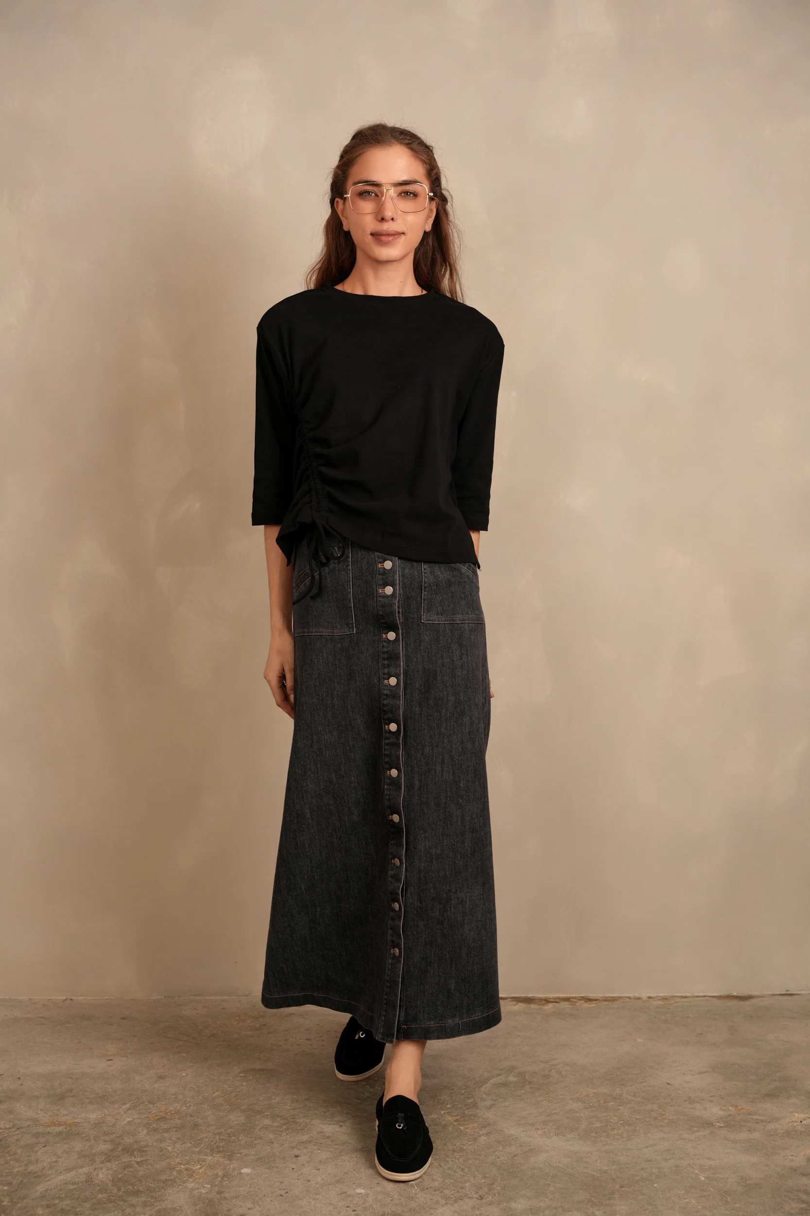 Boxy Tee With Ruching - Image 8