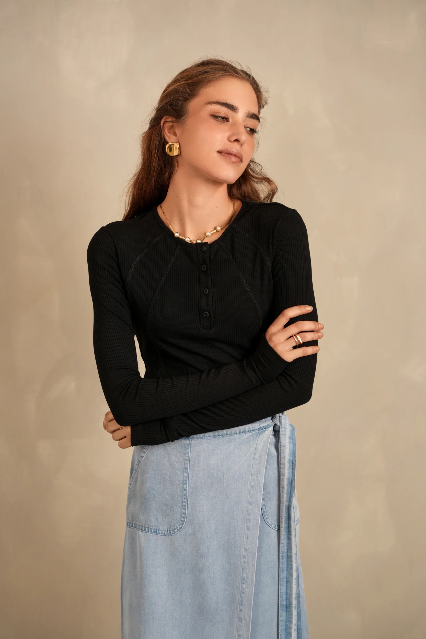 Henley Neck Soft Rib Tee - Image 7