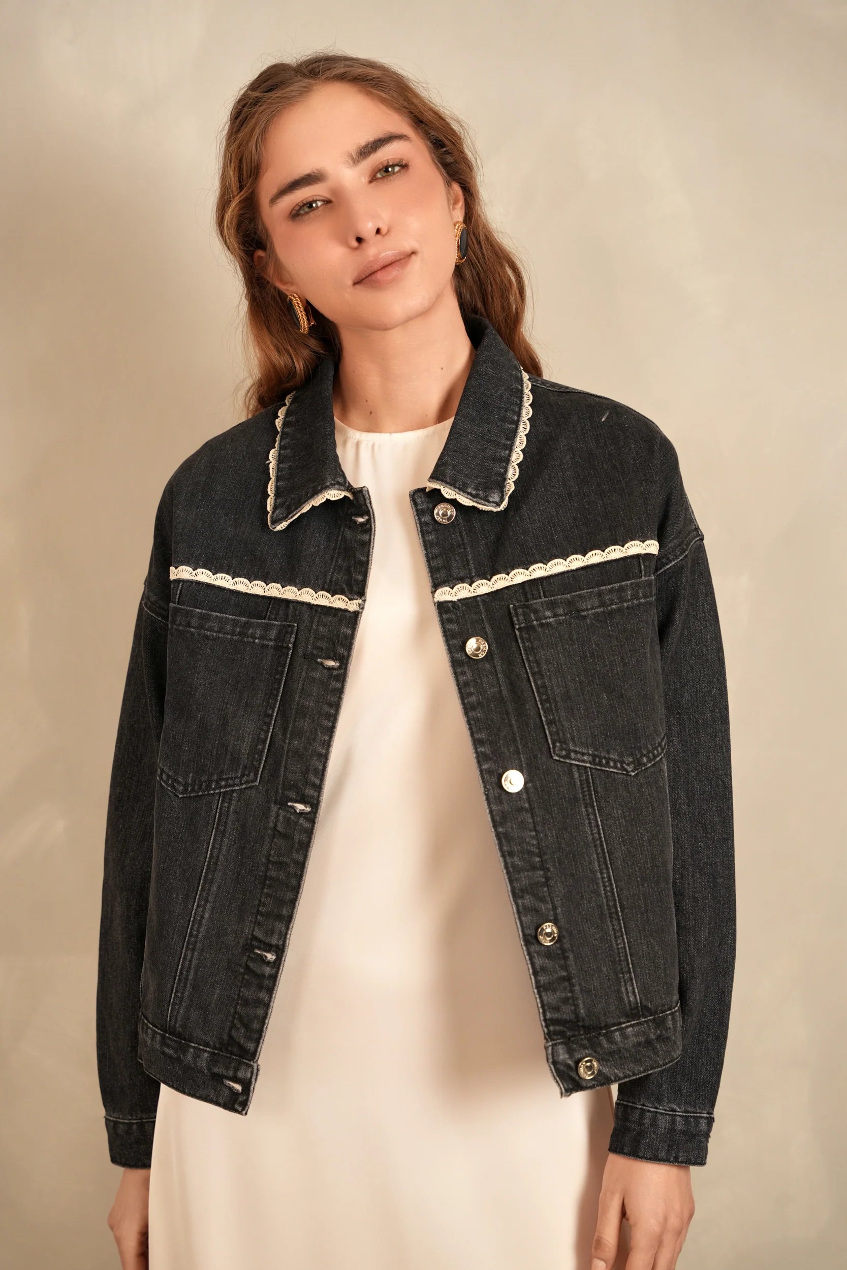 Oversized Denim Jacket w/ Lace - Image 19