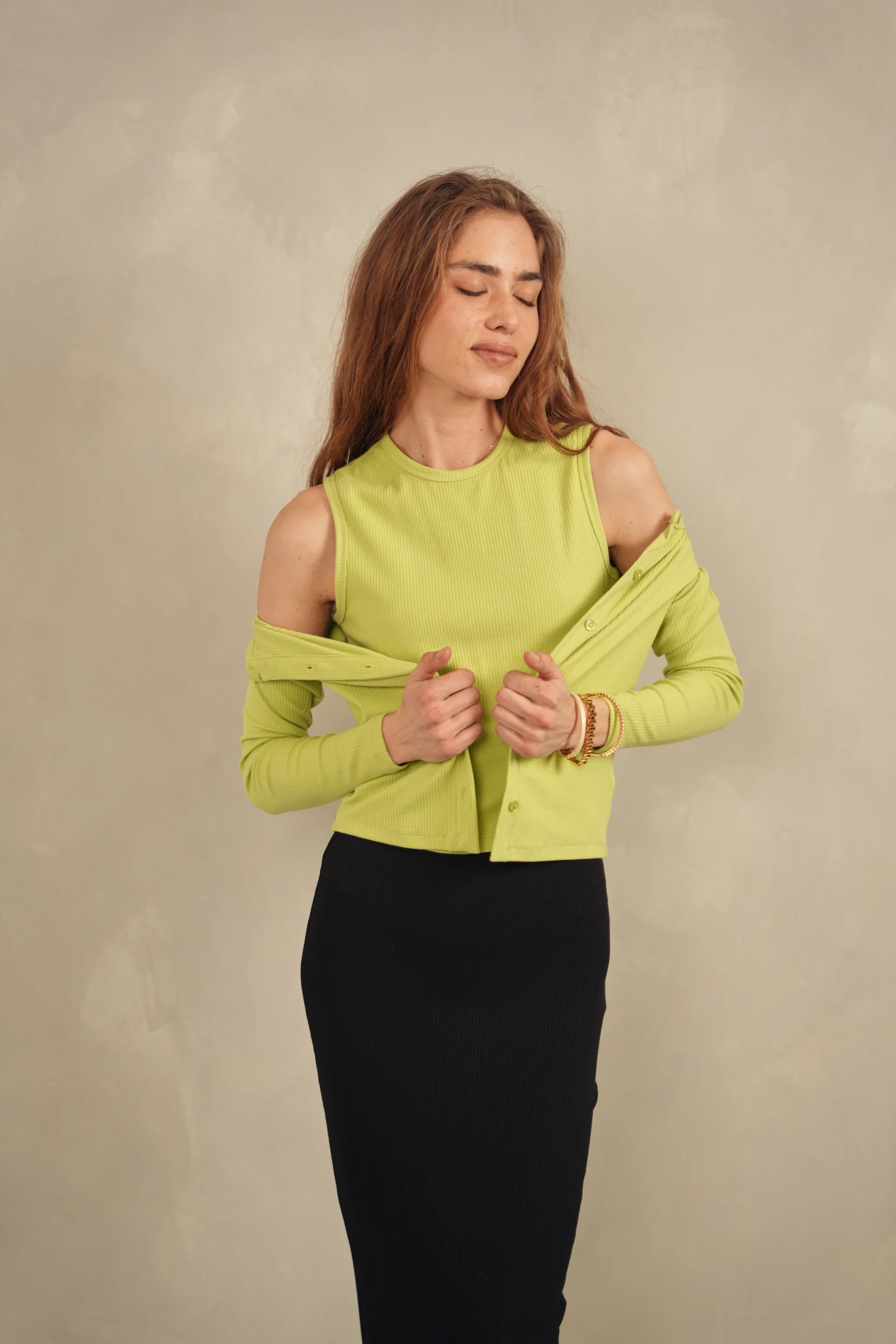 Pointelle Cardigan and Matching Tank - Image 4