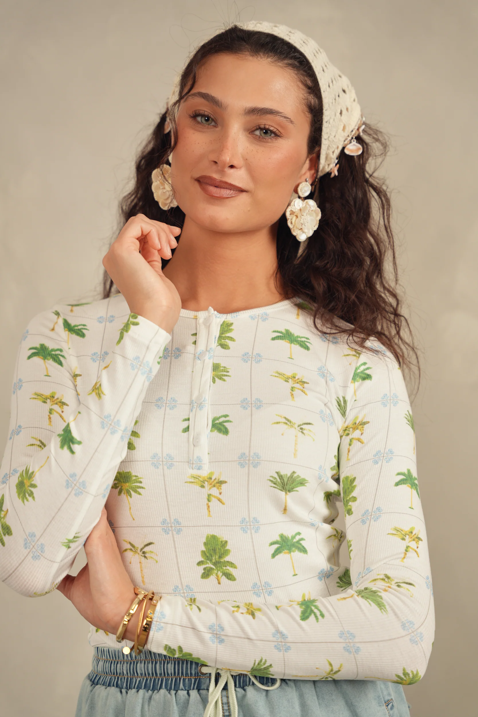 Henley Print Top