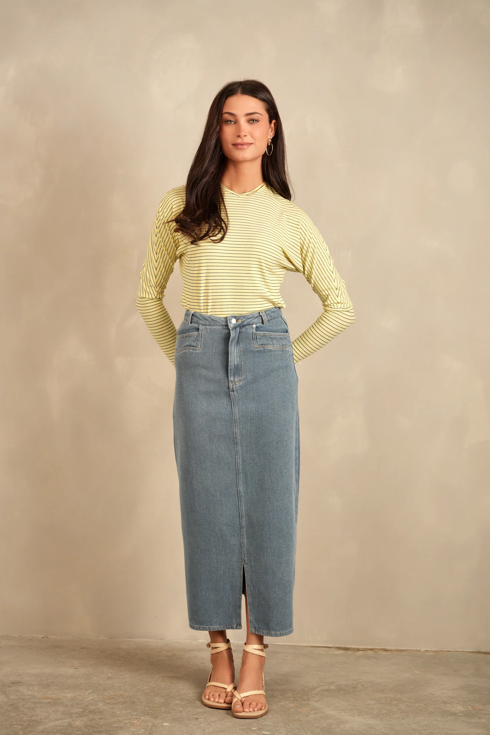 Striped Rib Dolman Tee - Image 10