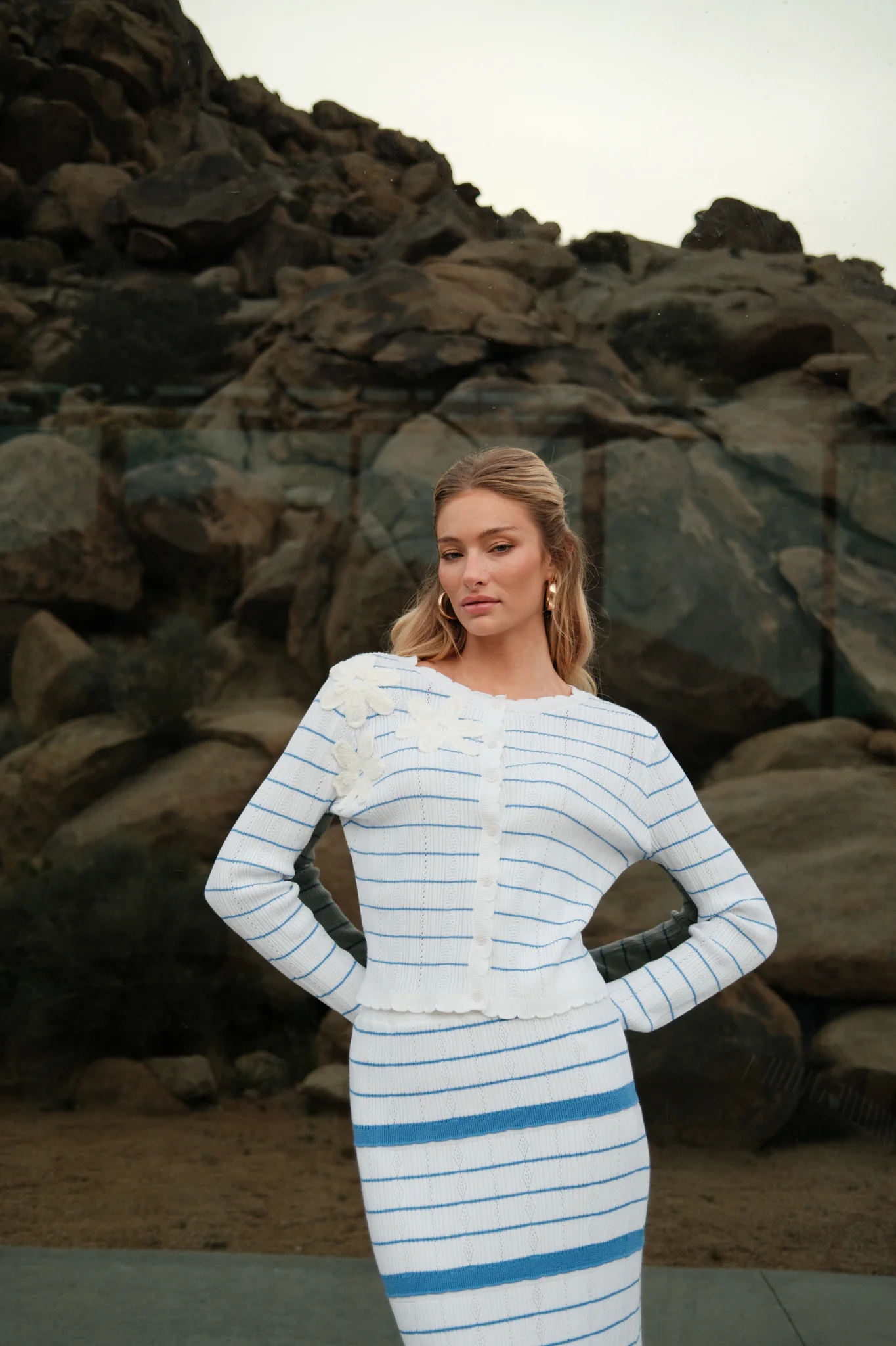 Pointelle Striped Cardigan