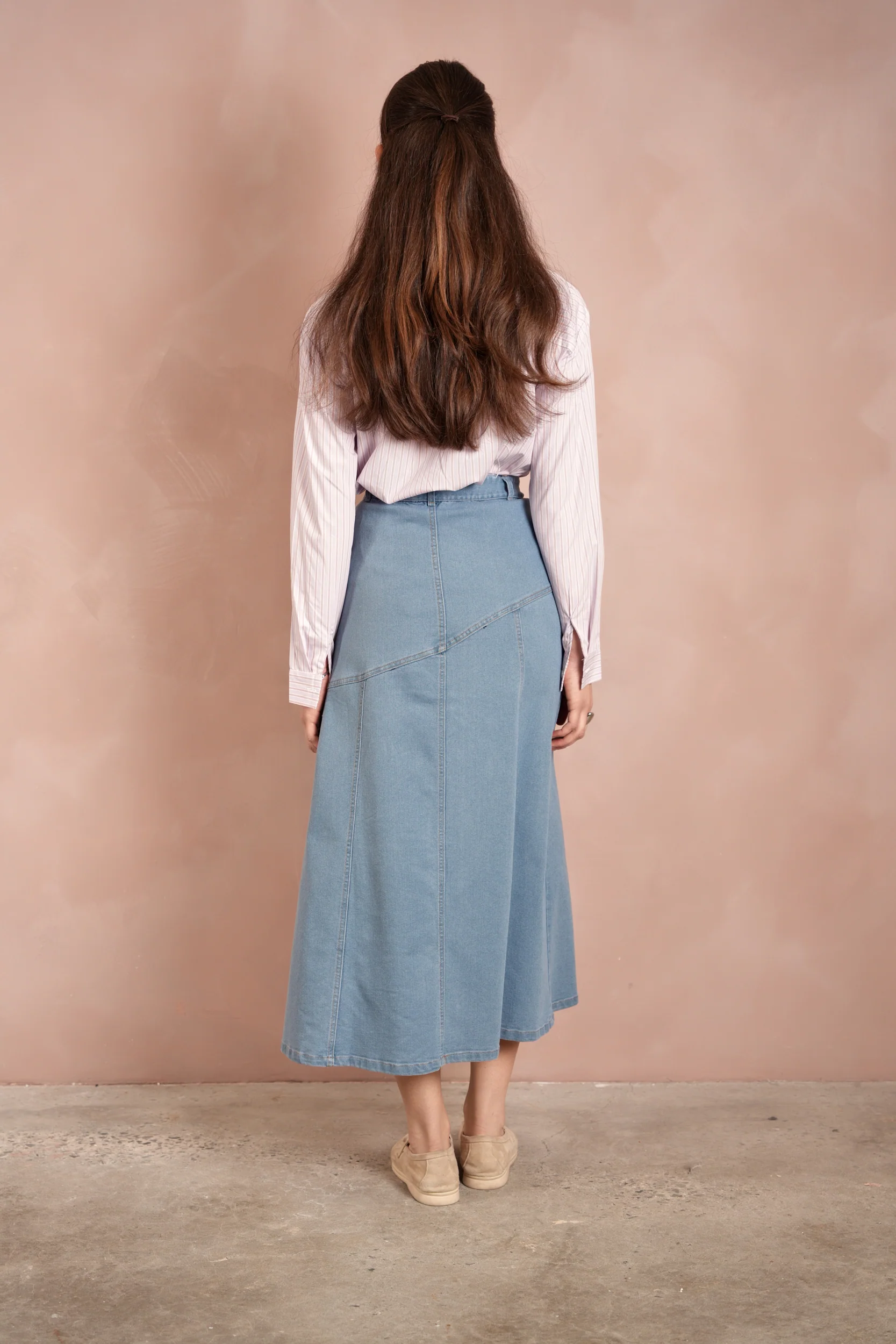 Denim Angled Yoke Skirt - Image 13