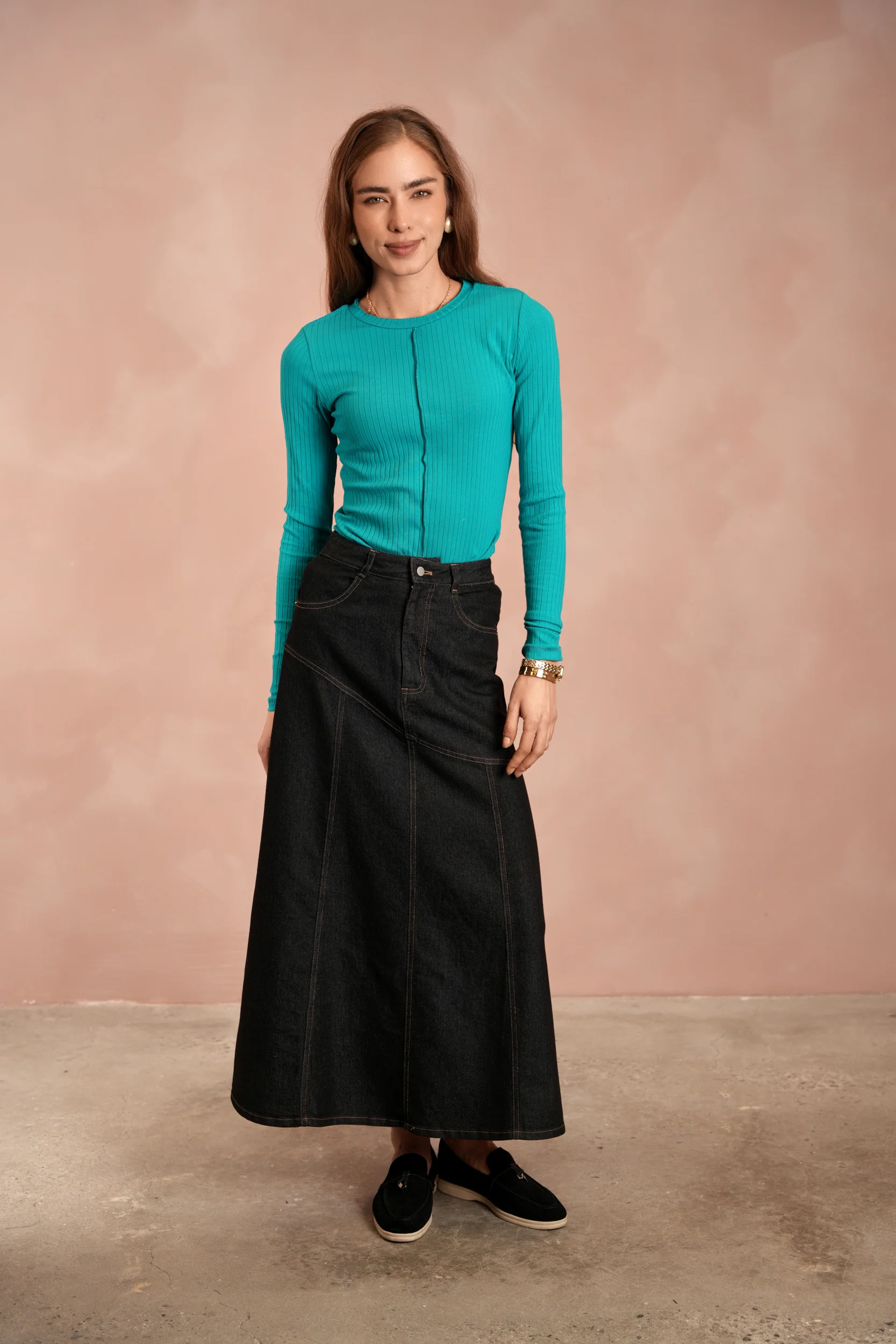 Denim Angled Yoke Skirt - Image 4