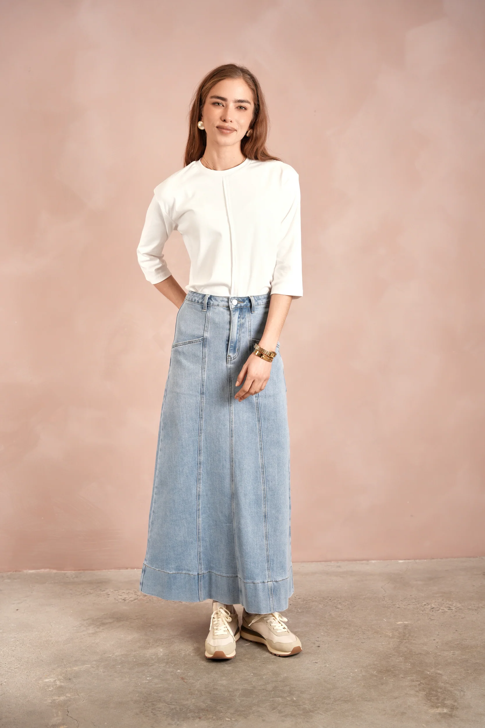 Denim Panel Skirt - Image 15
