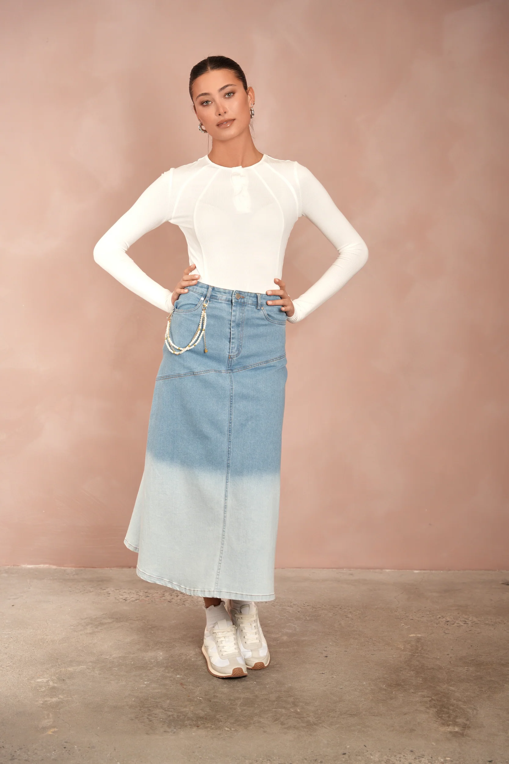Embellished Chain Denim Skirt - Image 7