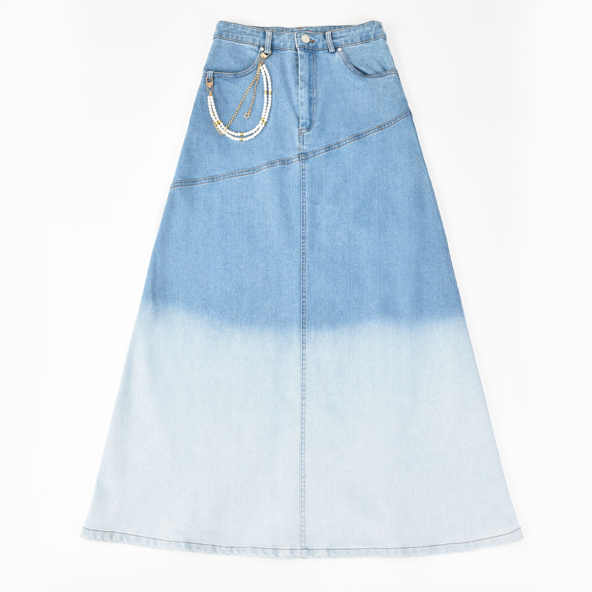 Embellished Chain Denim Skirt - Image 9