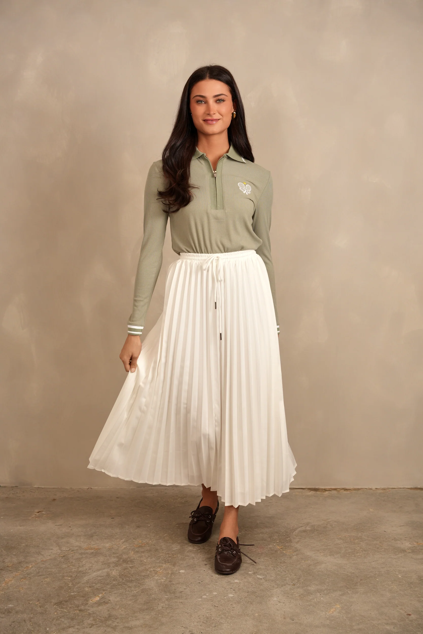 Drawstring Pleated Skirt - Maxi - Image 8