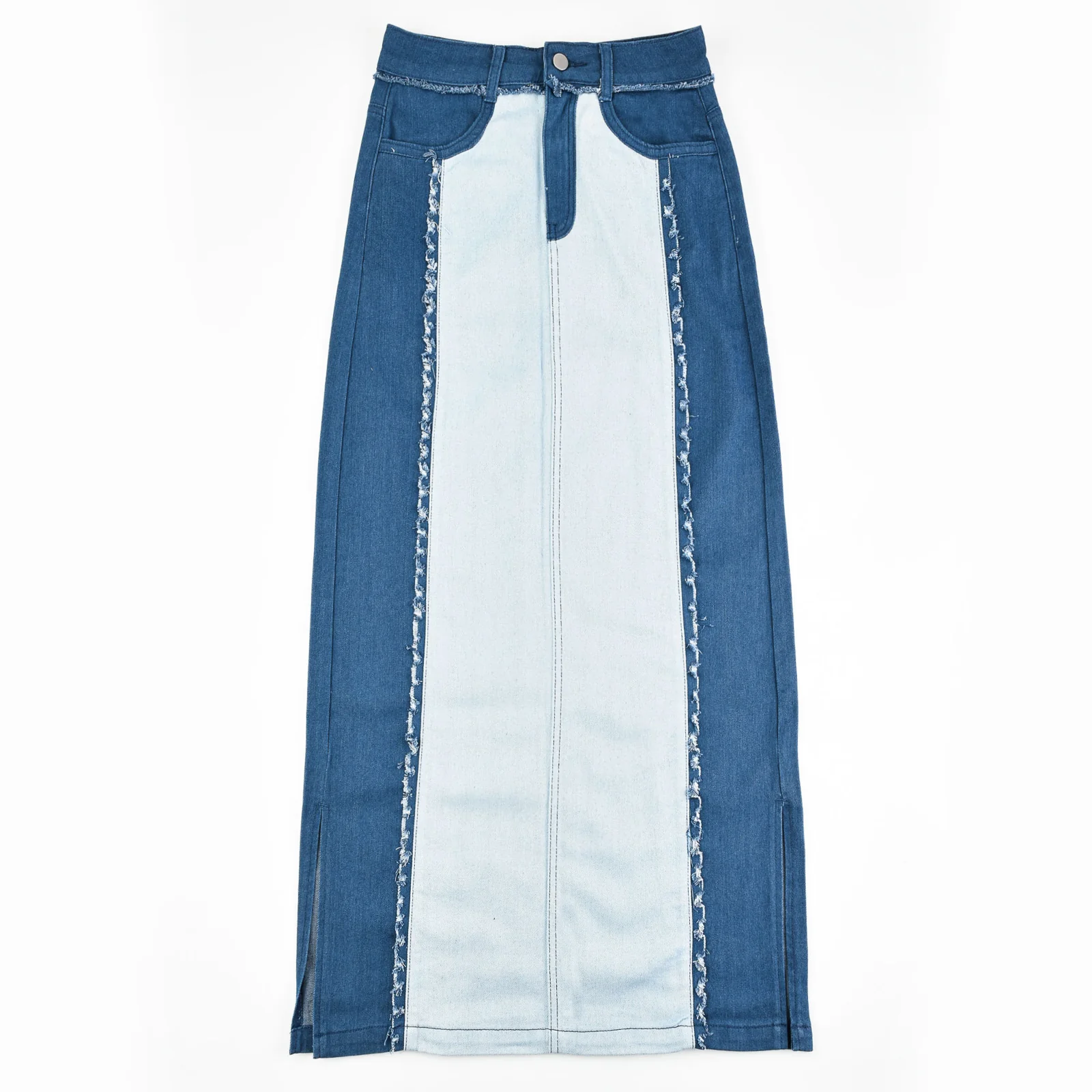 Color Block Denim Skirt - Image 13