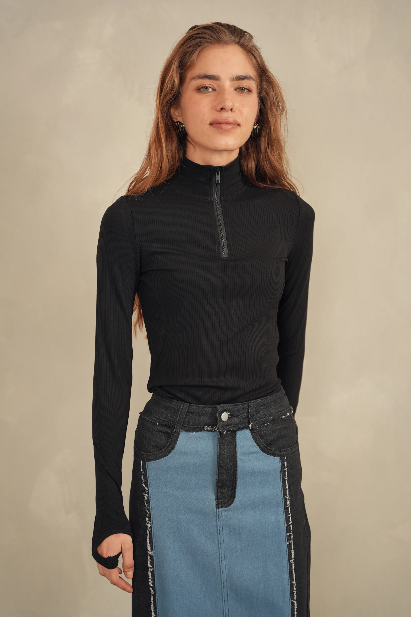 Color Block Denim Skirt - Image 16