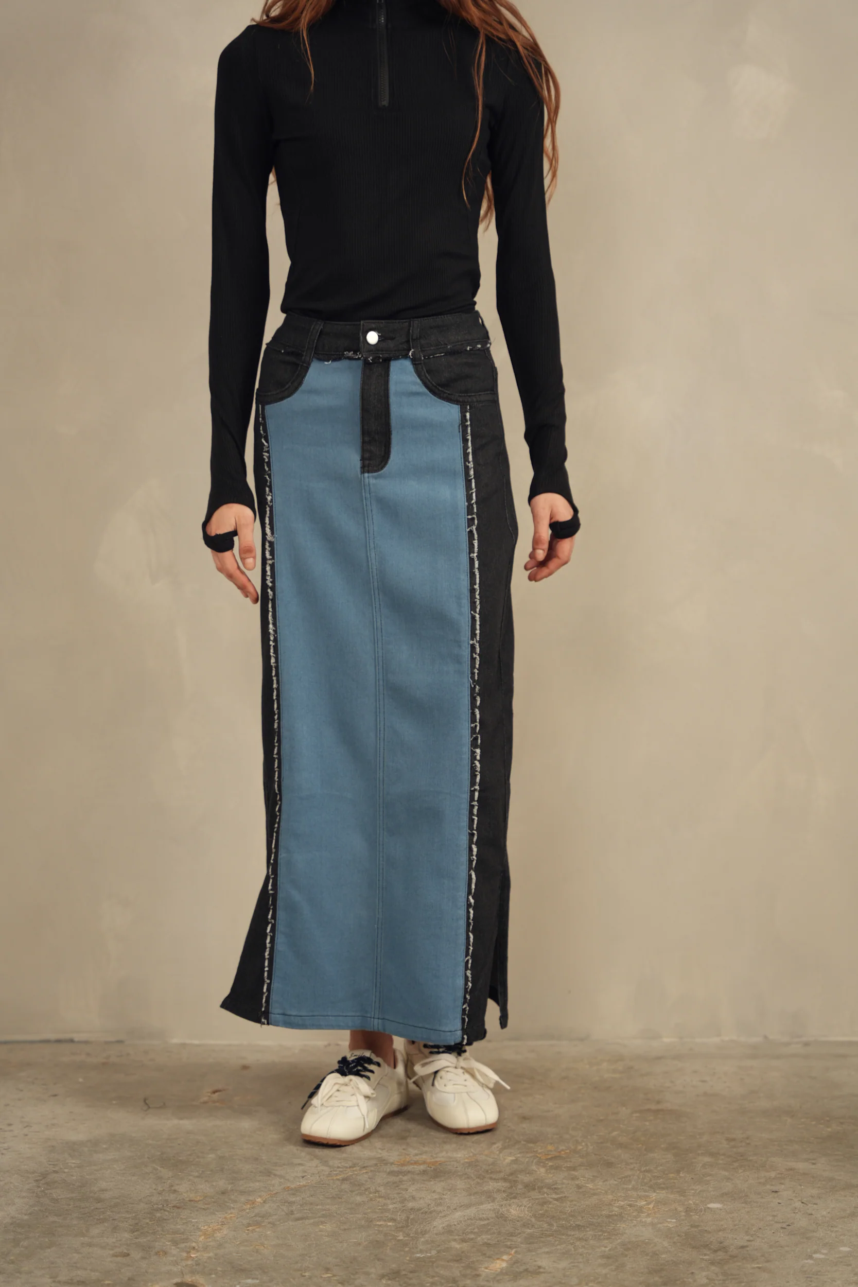 Color Block Denim Skirt - Image 18
