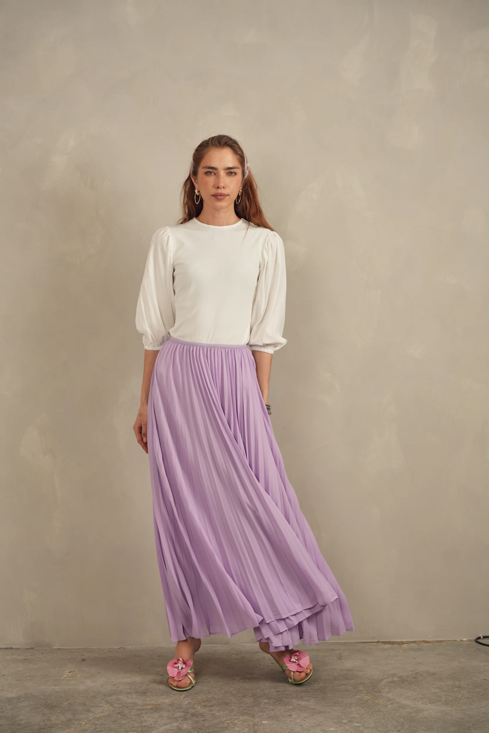Chiffon Pleated Maxi Skirt